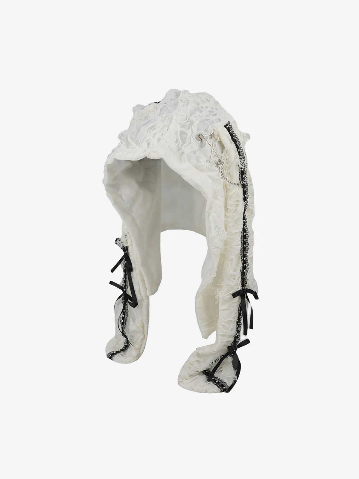 Punk Gothic Lace-Up Bow Earflap Trapper Hat - Image 7