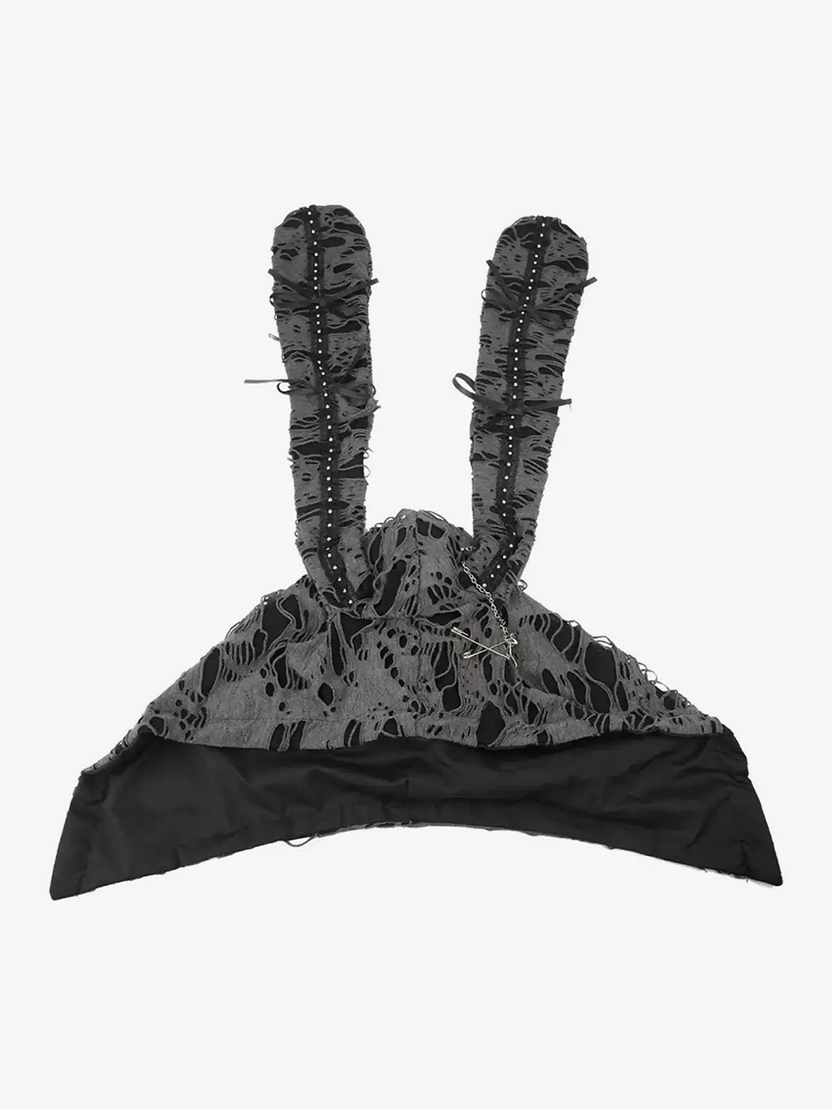 Punk Gothic Lace-Up Bow Earflap Trapper Hat - Image 8