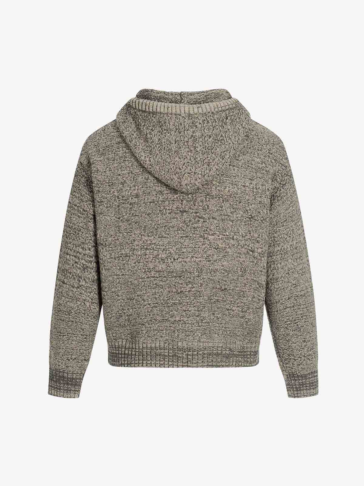 Relaxed Fit Knit Hooded Pullover Hoodie Sweater - Image 3