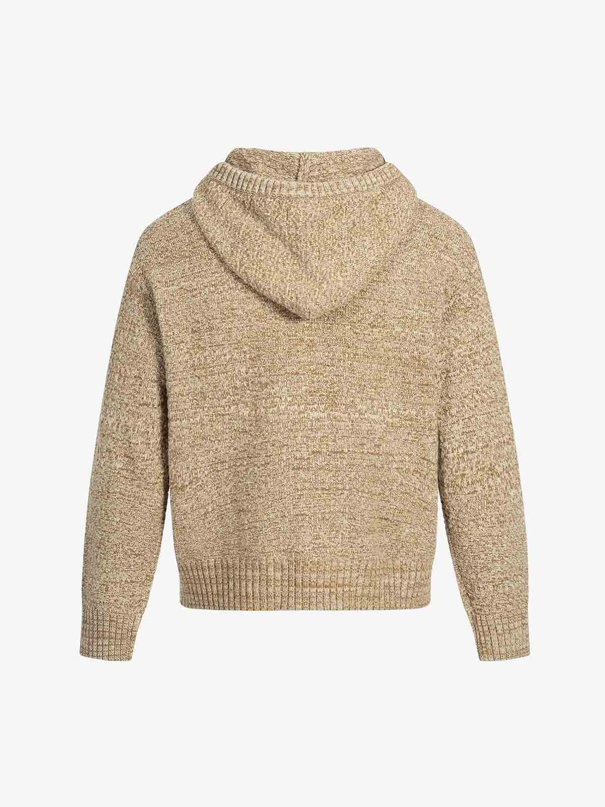 Relaxed Fit Knit Hooded Pullover Hoodie Sweater - Image 4