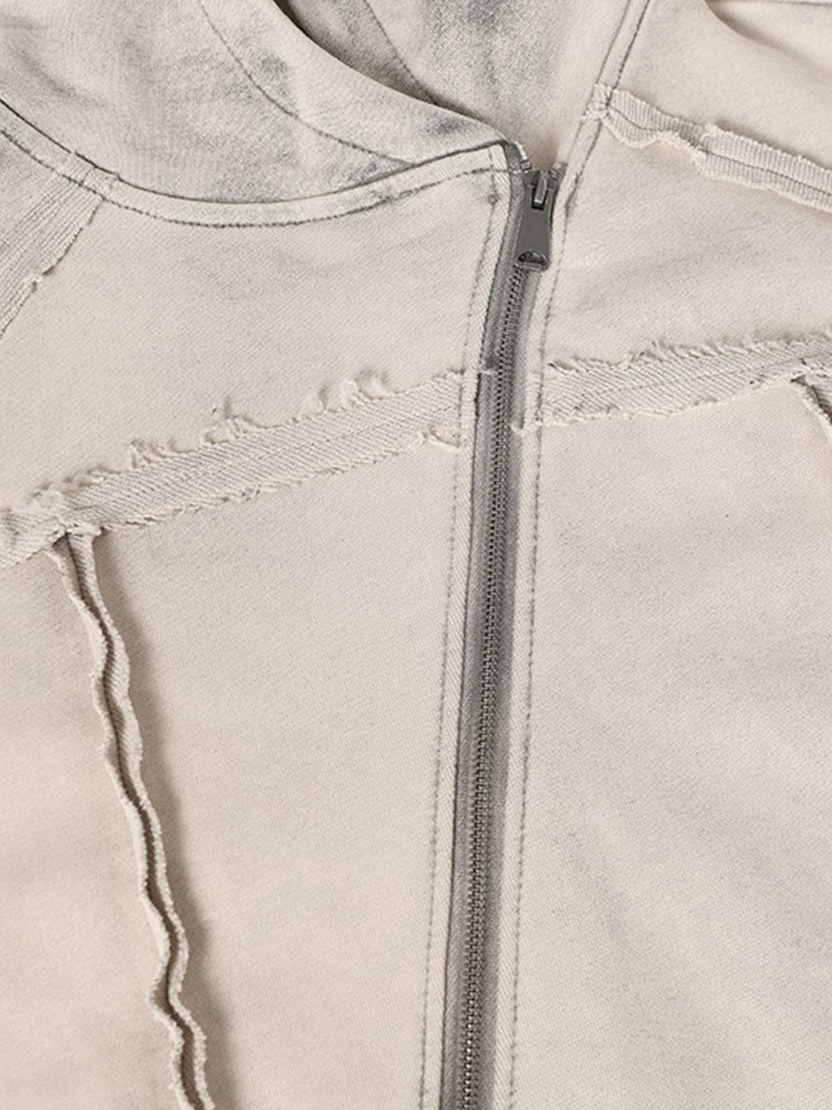 Retro Asymmetric Zip Up Deconstructed Hoodie - Image 14