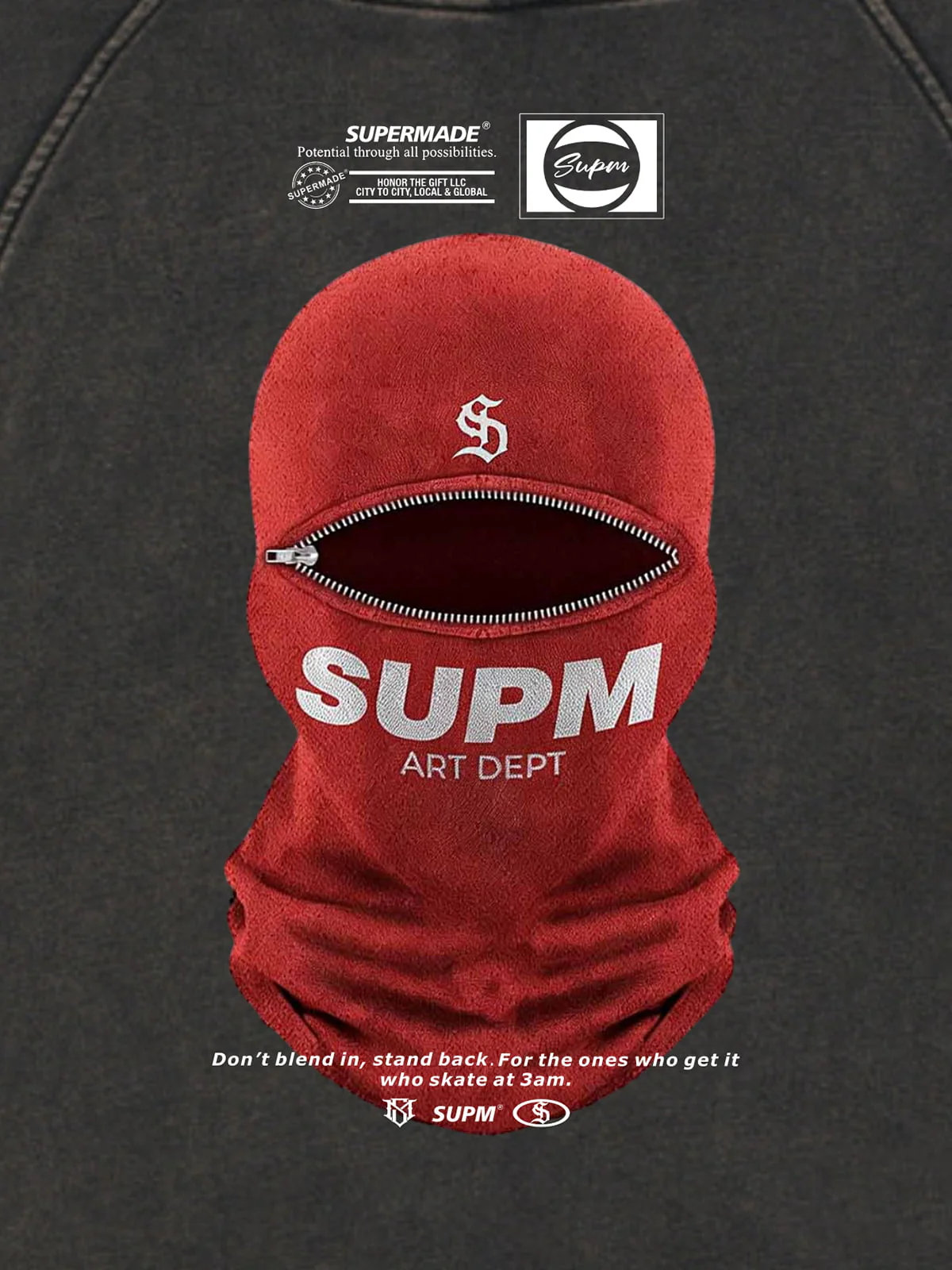 Retro Bandit Hat Graphic Distressed Cropped Hoodie - Image 7