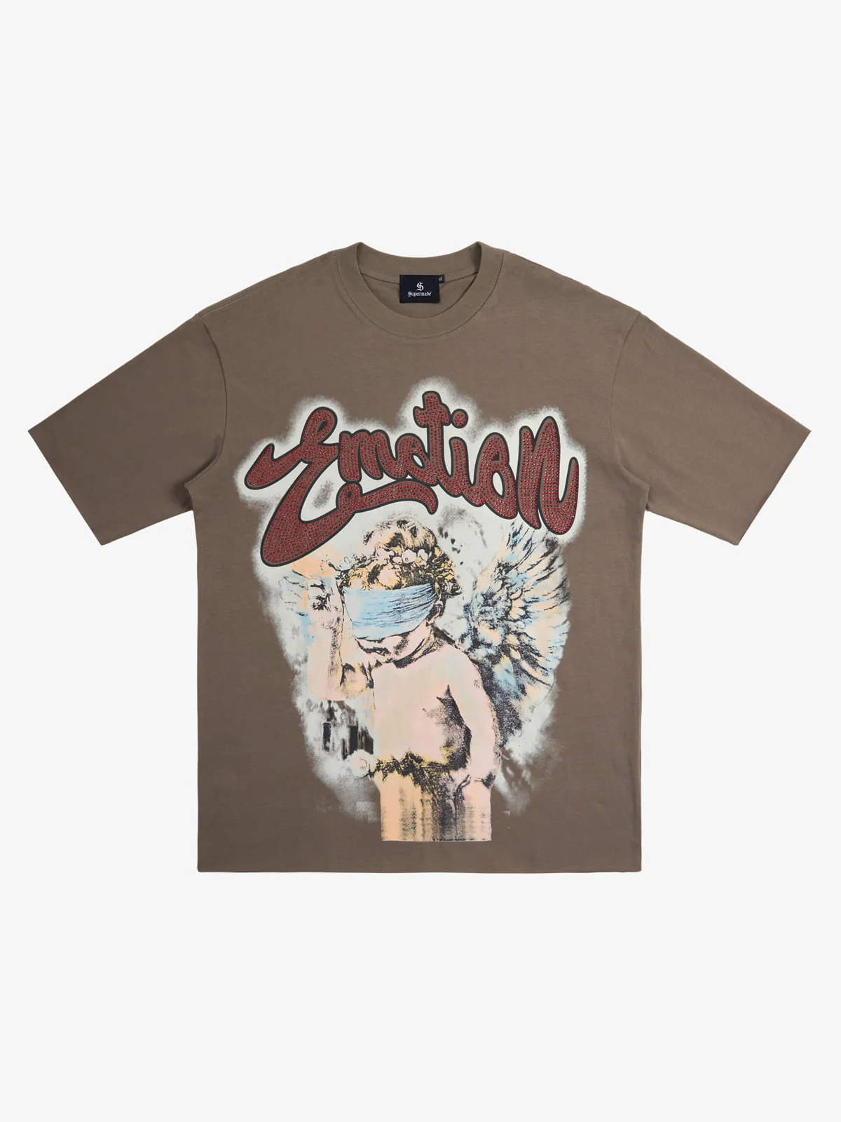 Retro Blindfold Angel Rhinestone Letter Graphic T-Shirt - Image 2