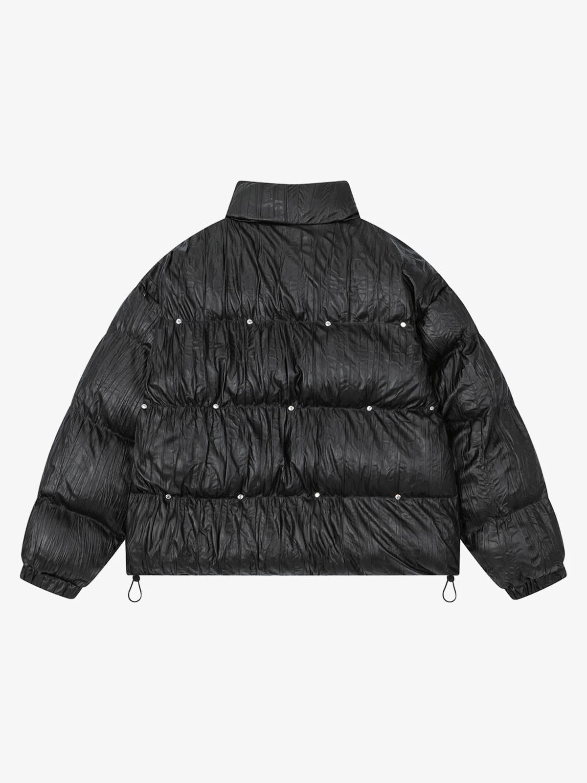 Retro Buckled High-Neck Crinkle Puffer Jacket - Image 3