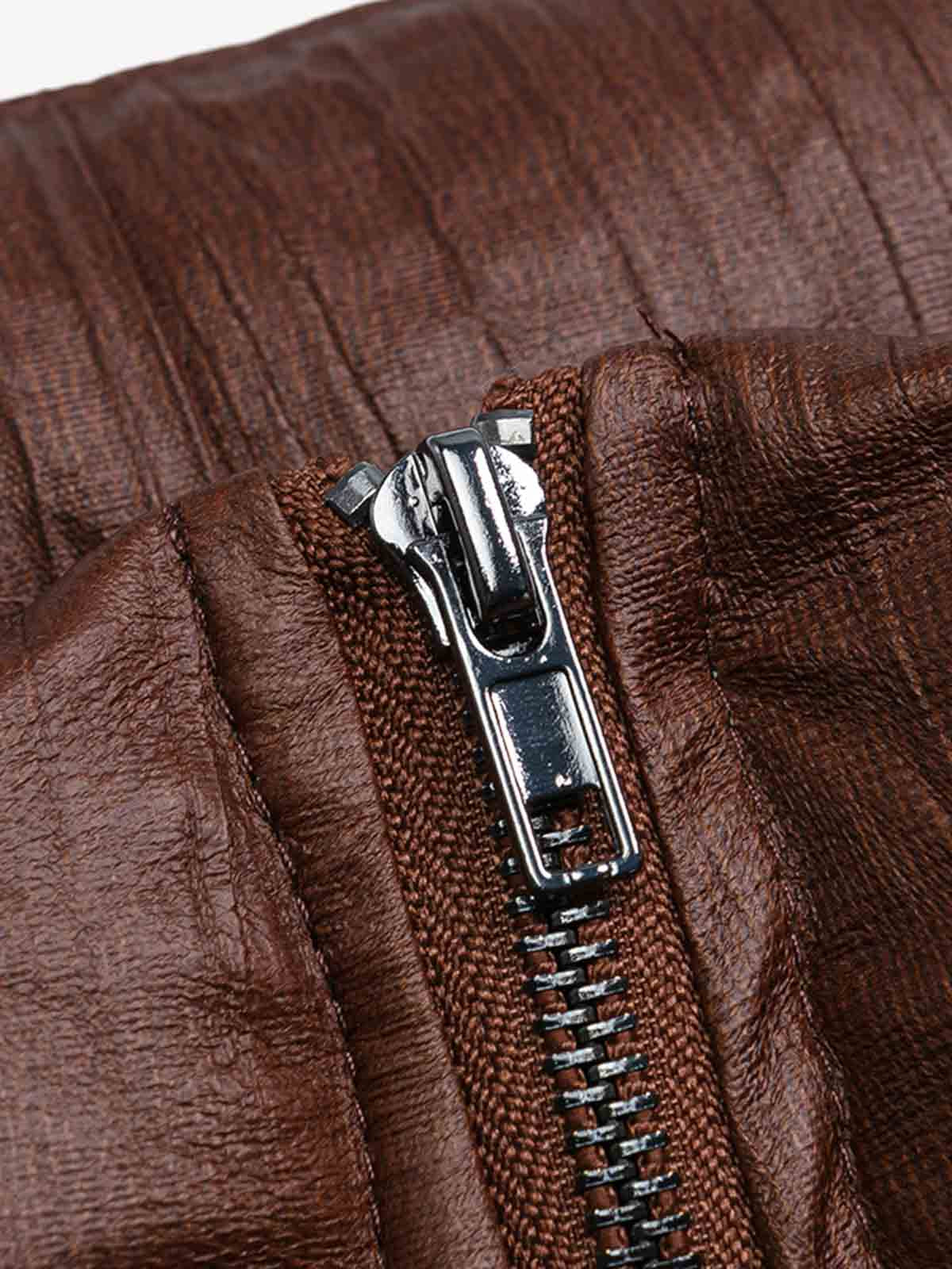 Retro Buckled High-Neck Crinkle Puffer Jacket - Image 4