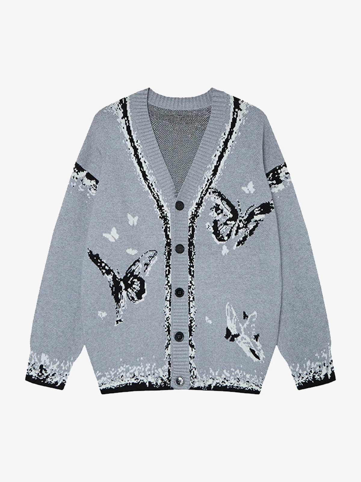 Retro Butterfly Gradient Knit Cardigan Sweater - Image 2
