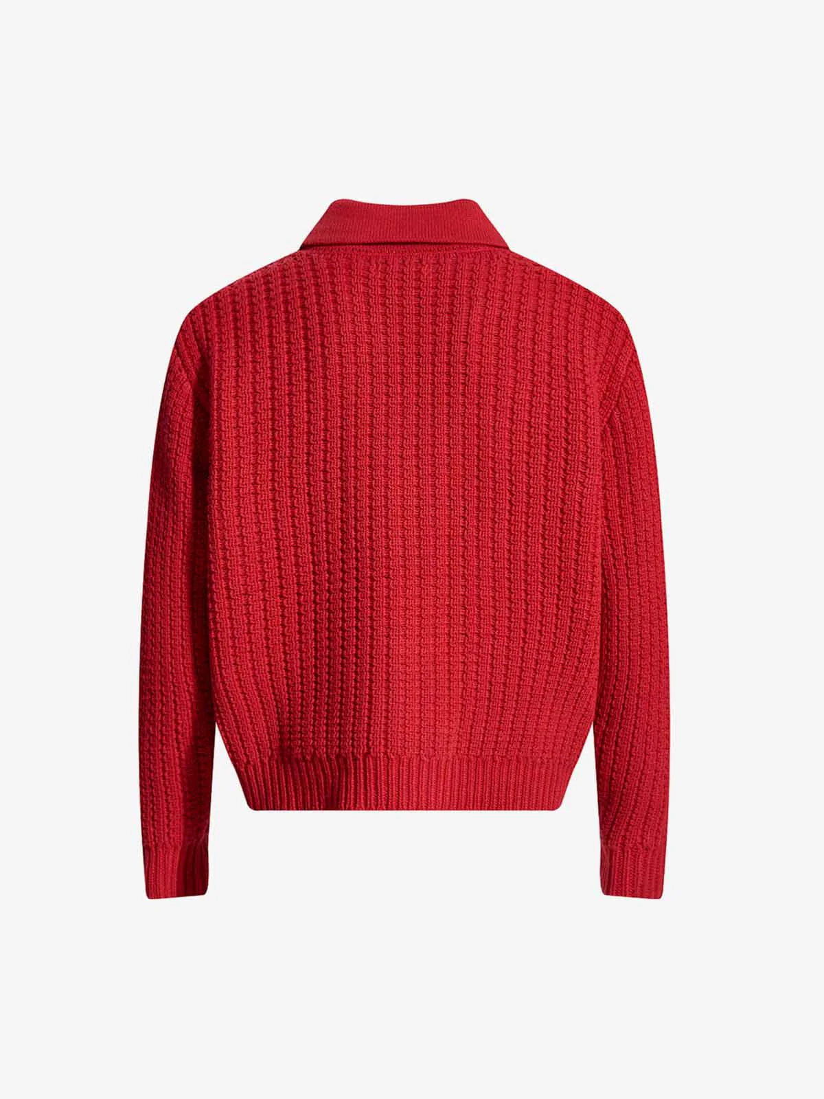 Retro Cable Knit Button-Up Collared Cardigan Sweater - Image 6