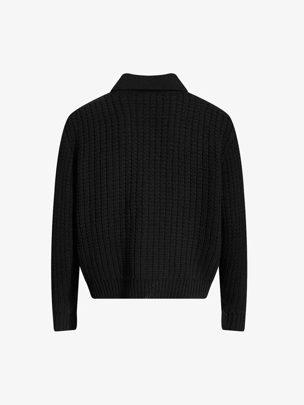Retro Cable Knit Button-Up Collared Cardigan Sweater - Image 7