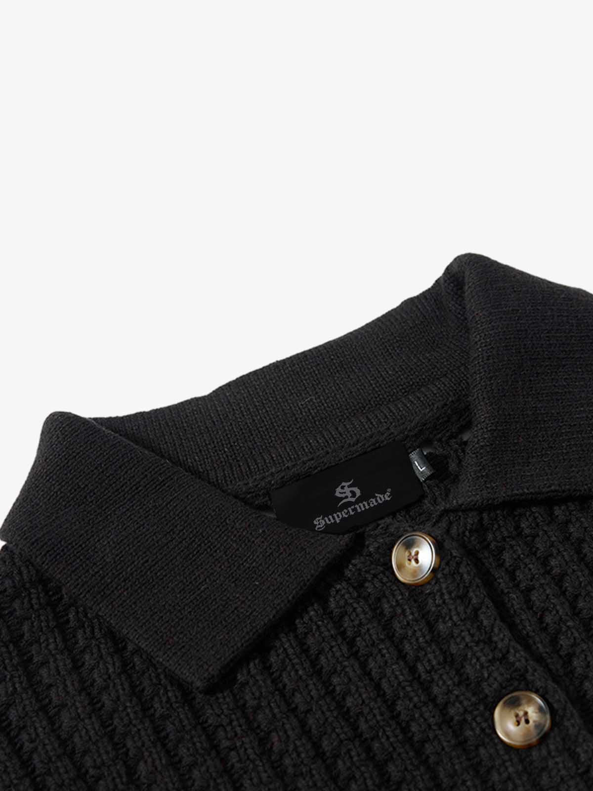 Retro Cable Knit Button-Up Collared Cardigan Sweater - Image 8