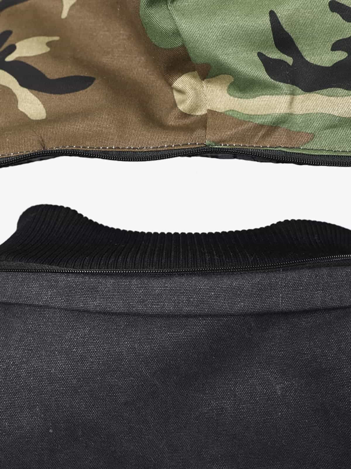Retro Camouflage Detachable Faux Fur Collar Padded Jacket - Image 5