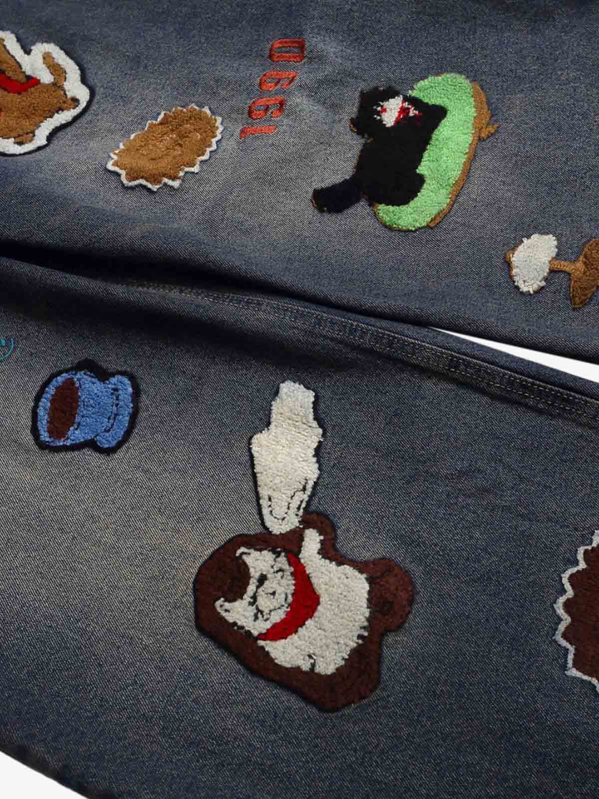 Retro Cartoon Graphic Heavy Embroidery Barrel Jeans - Image 11
