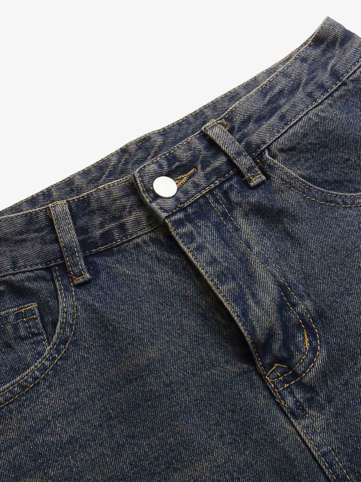 Retro Cartoon Graphic Heavy Embroidery Barrel Jeans - Image 12