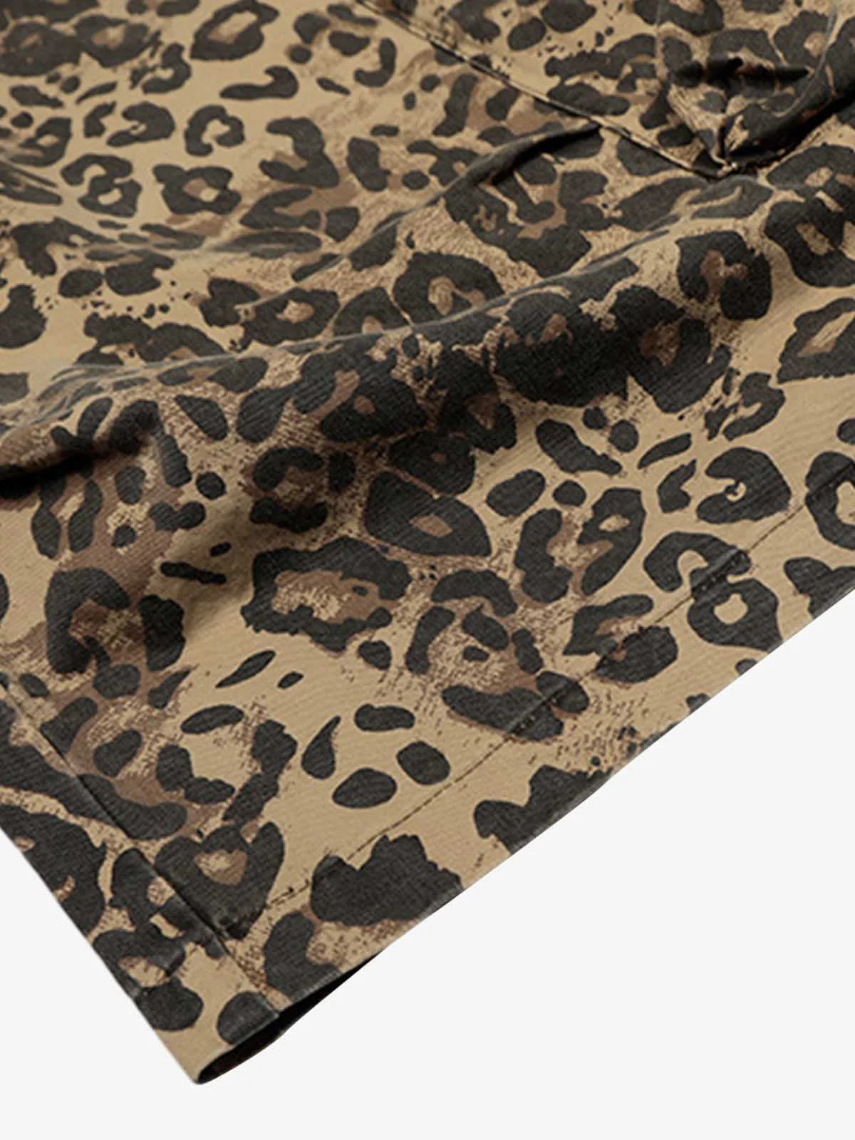 Retro Cheetah Print Pocket Drawstring Cropped Jorts - Image 4