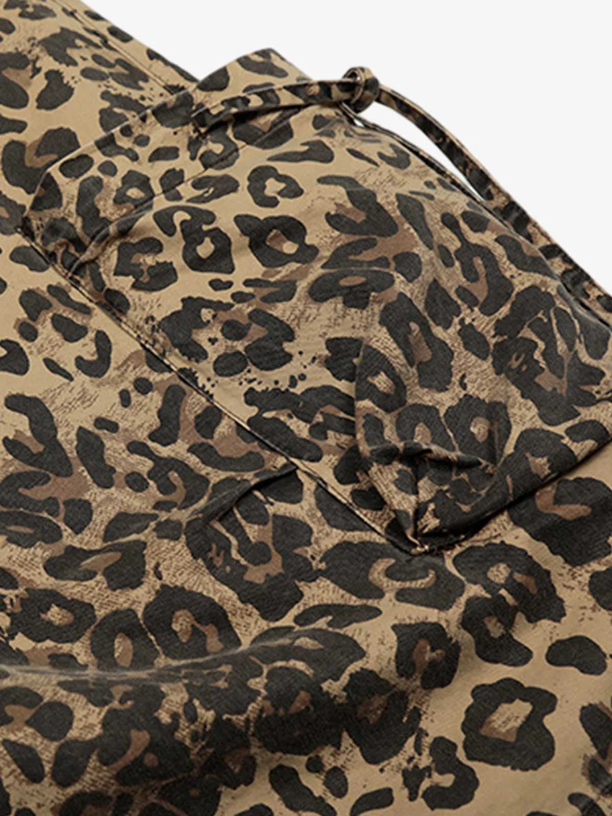 Retro Cheetah Print Pocket Drawstring Cropped Jorts - Image 7