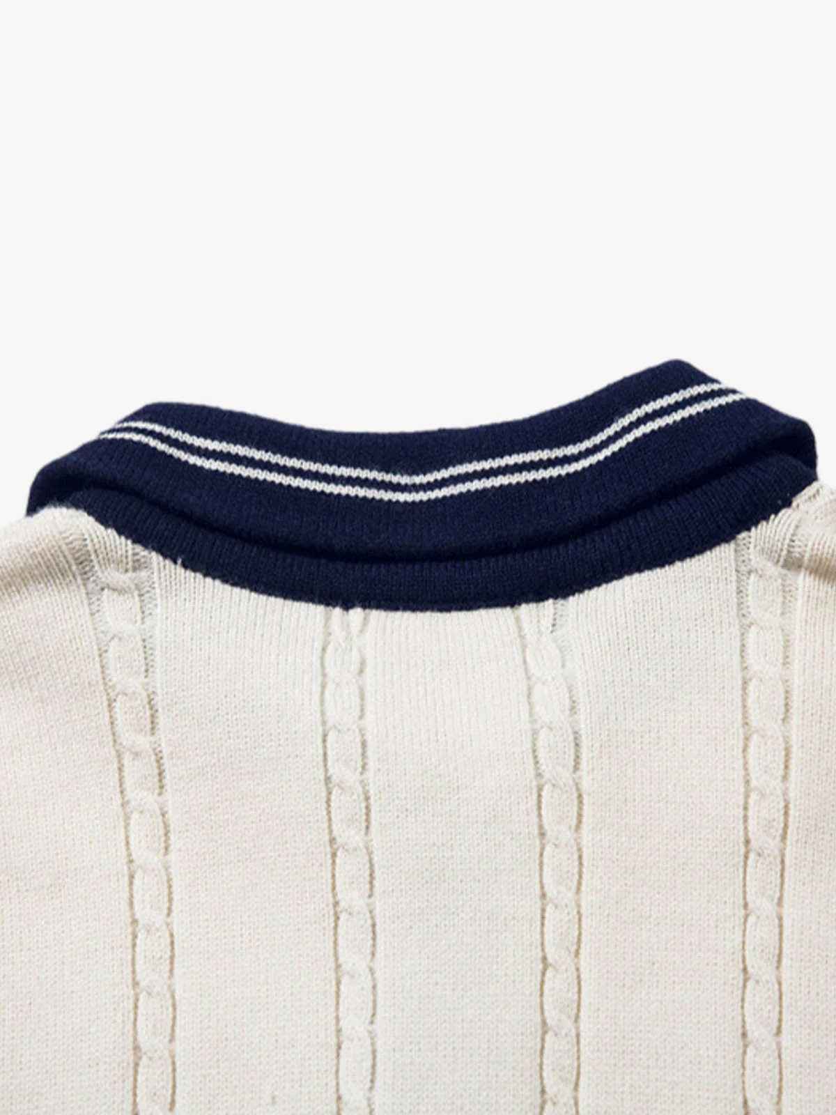 Retro College Polo Collar Knit Sweater - Image 11