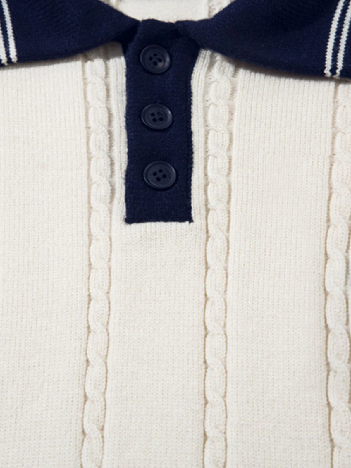 Retro College Polo Collar Knit Sweater - Image 12