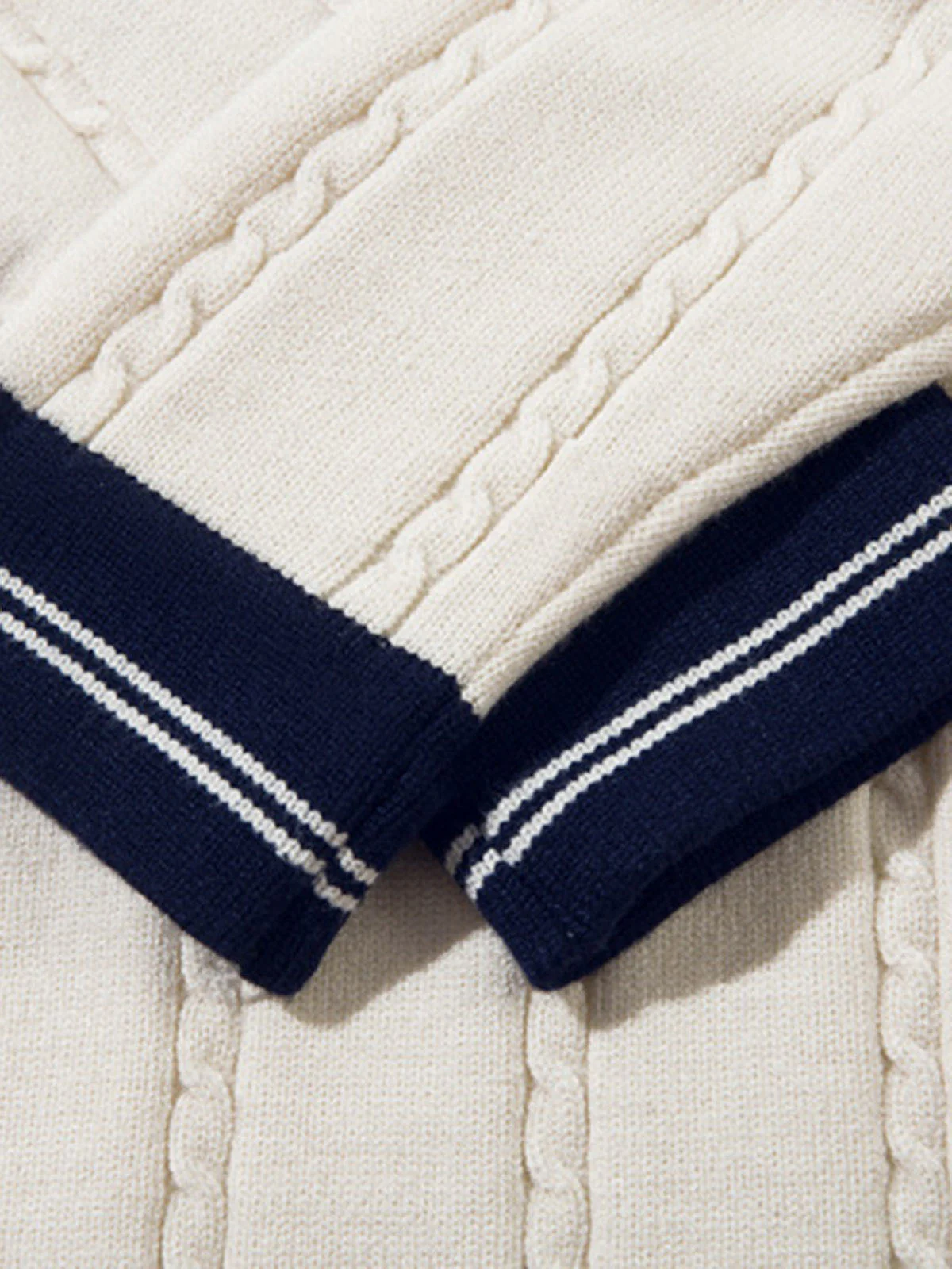 Retro College Polo Collar Knit Sweater - Image 13