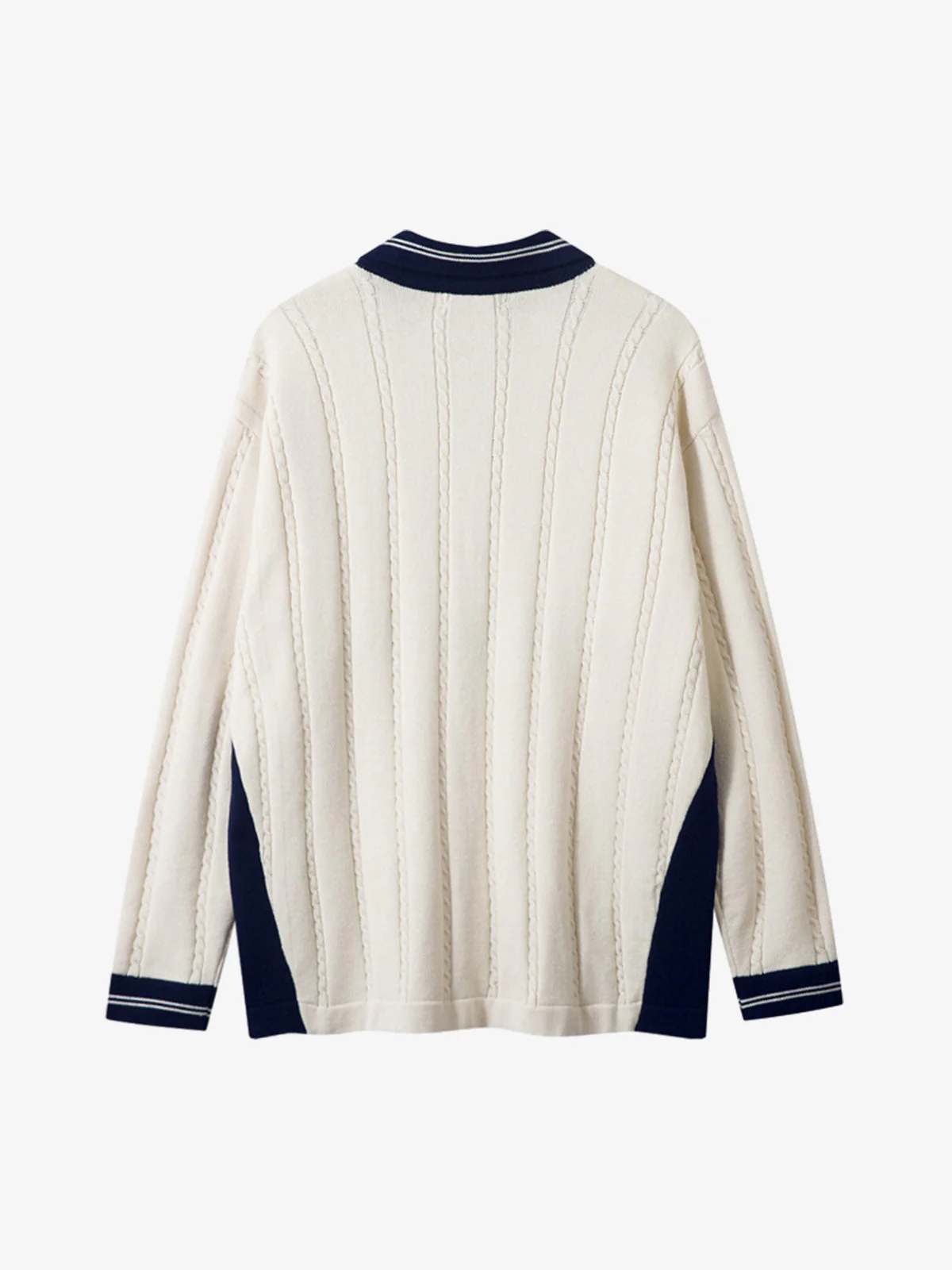 Retro College Polo Collar Knit Sweater - Image 8