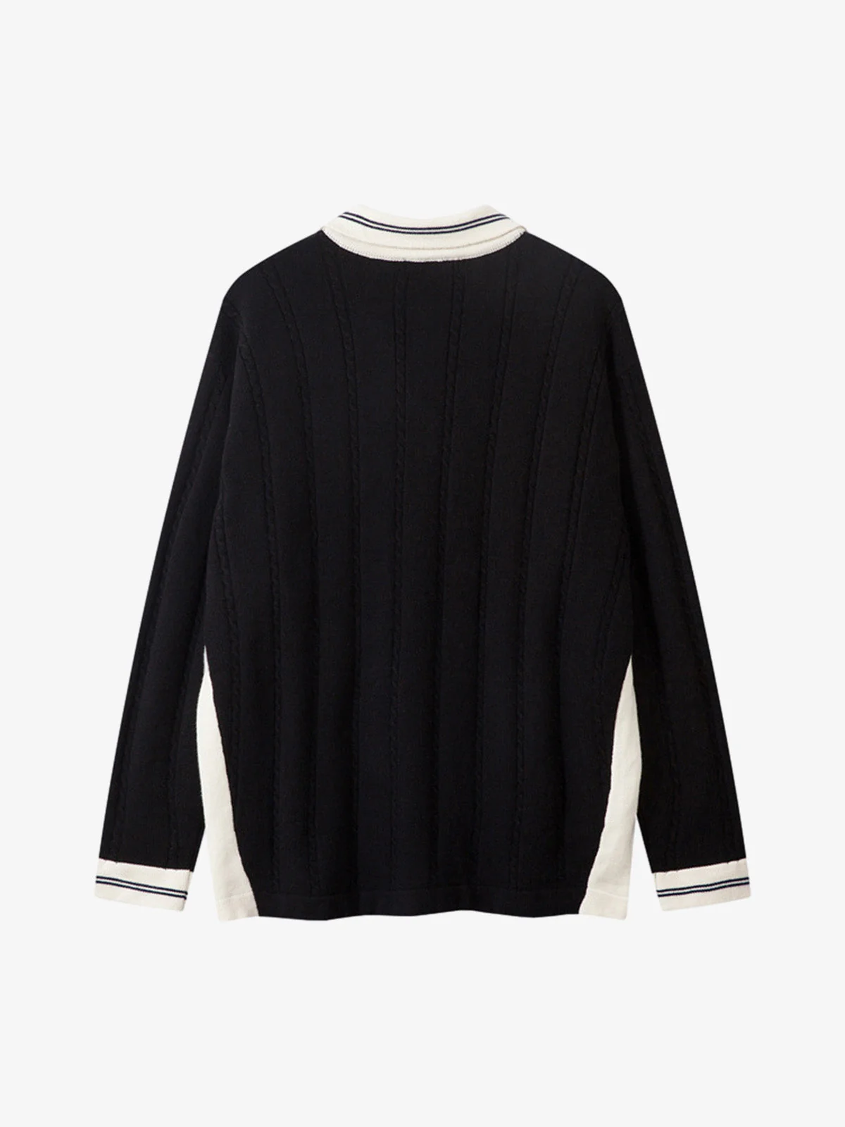 Retro College Polo Collar Knit Sweater - Image 9