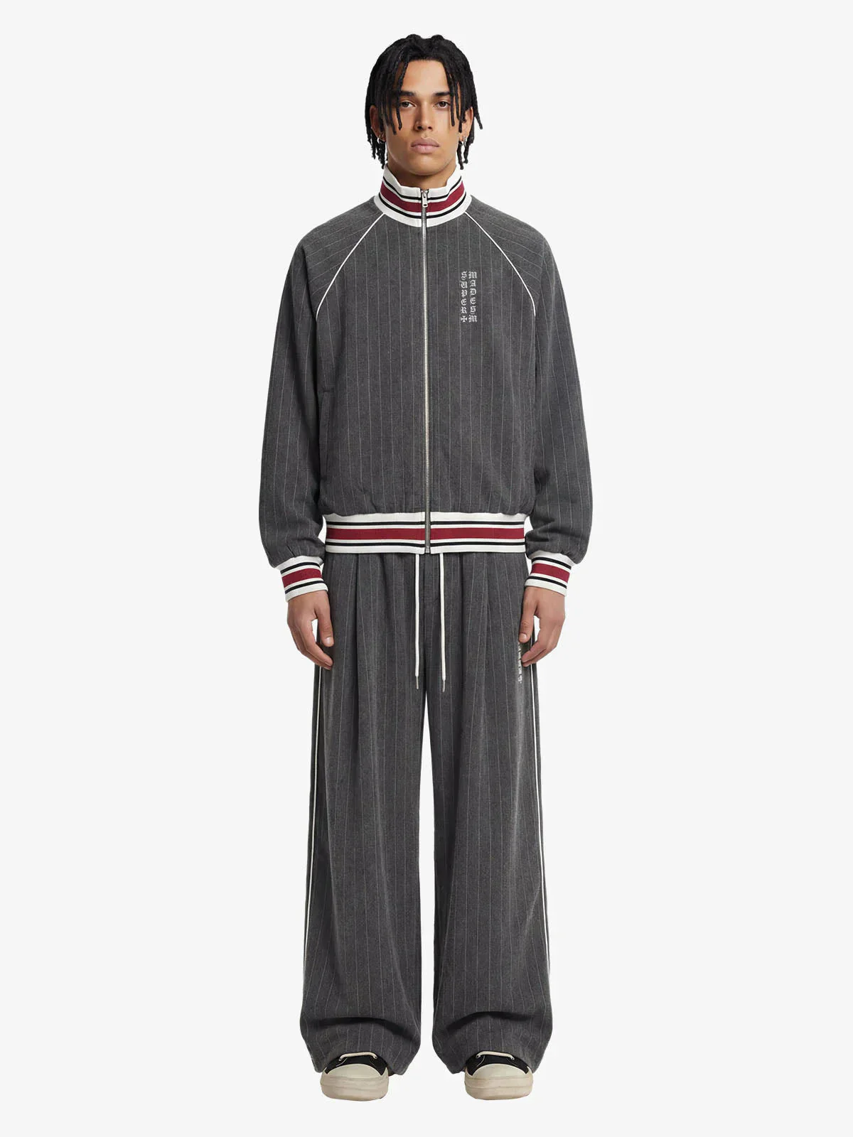 Retro Color-Blocked Striped Stand-Collar Tracksuit - Image 2