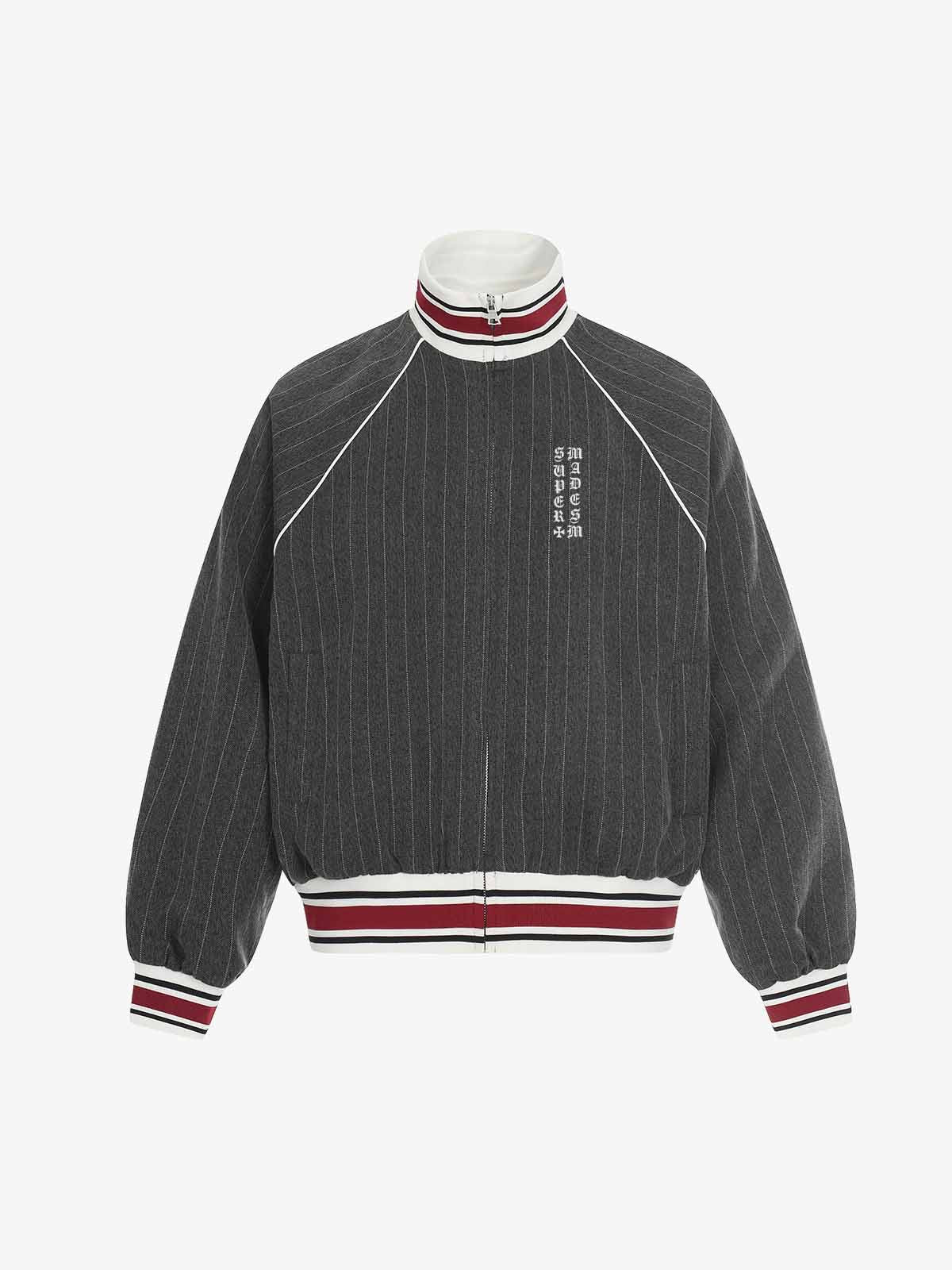 Retro Color-Blocked Striped Stand-Collar Tracksuit - Image 3