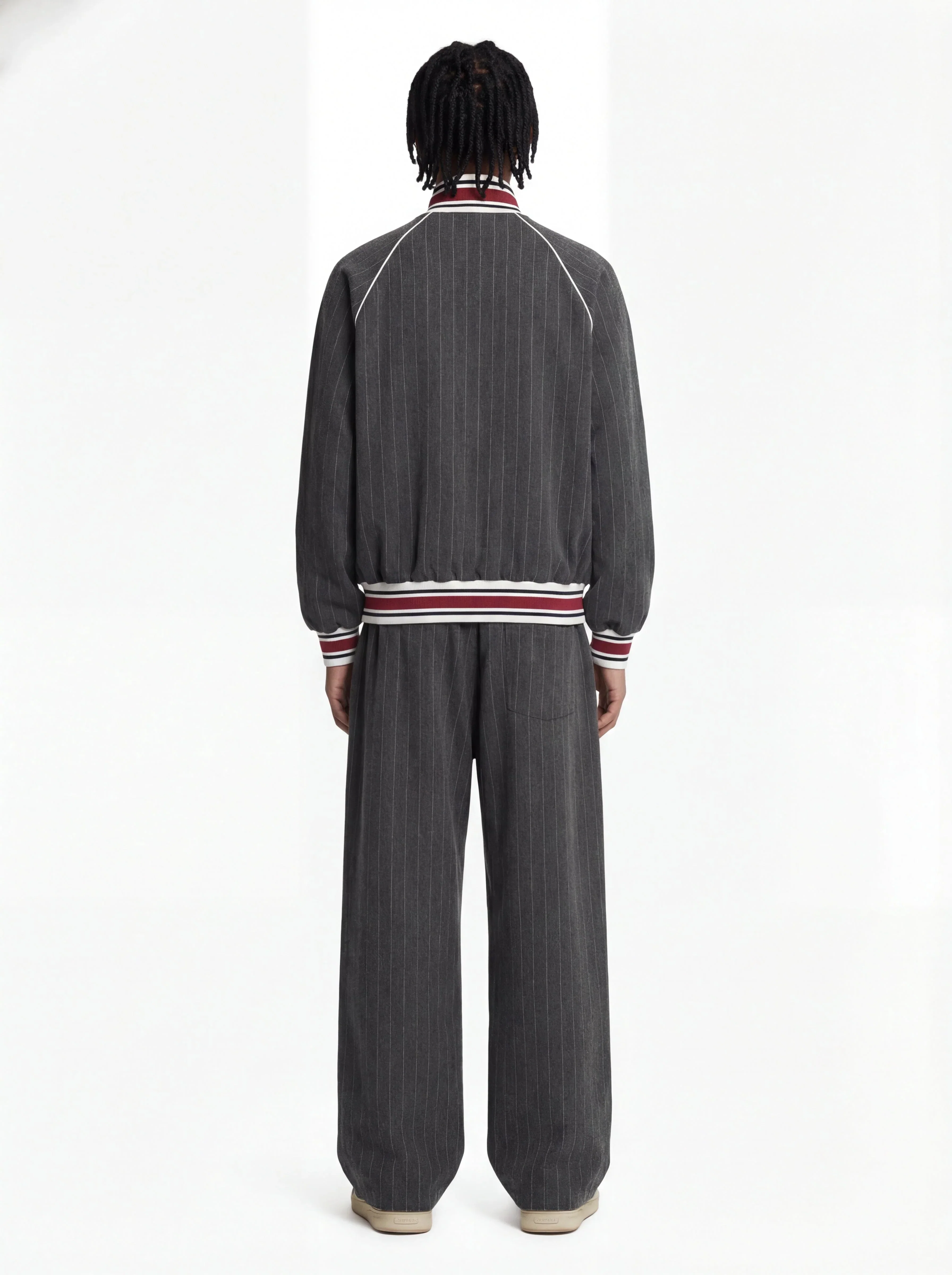 Retro Color-Blocked Striped Stand-Collar Tracksuit - Image 7