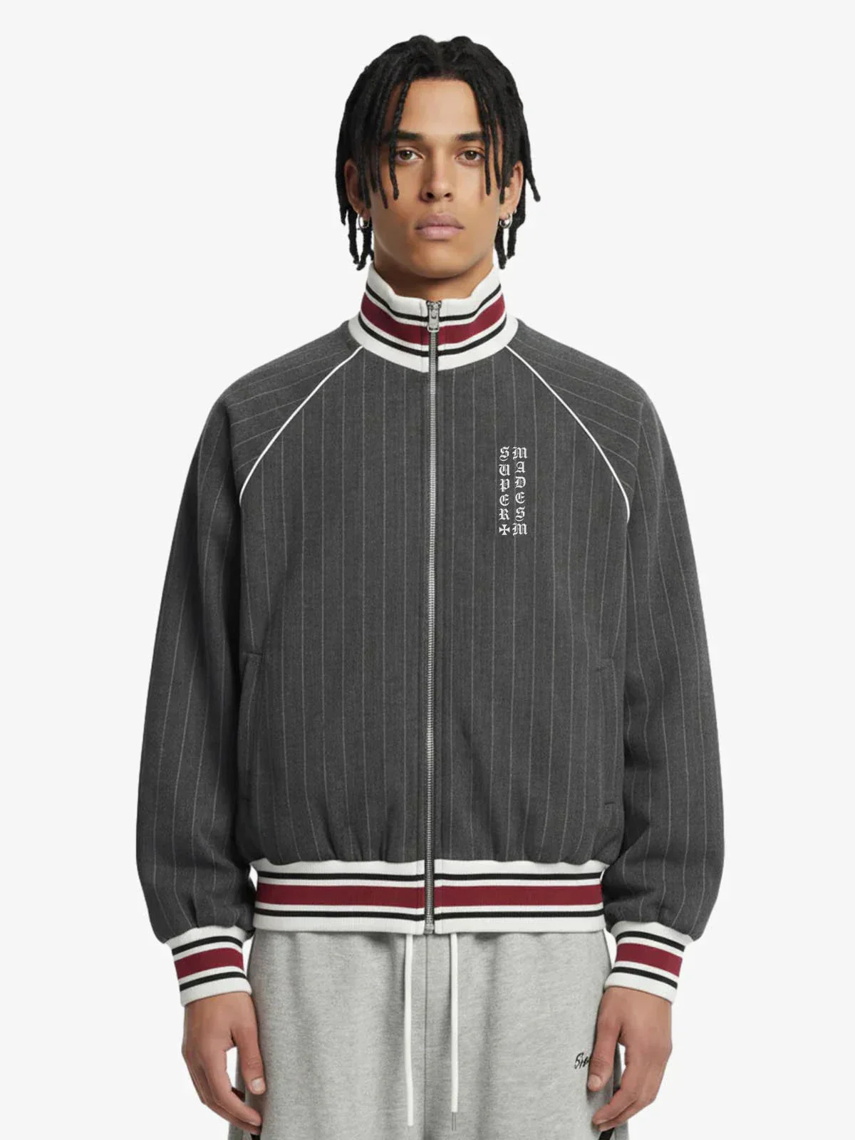 Retro Color-Blocked Striped Stand-Collar Tracksuit - Image 8