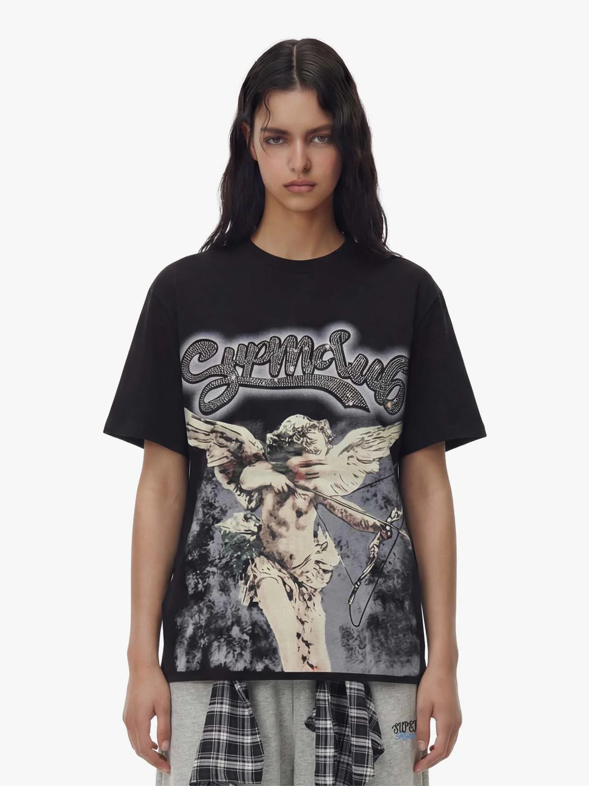 Retro Cupid Rhinestone Graphic T-Shirt