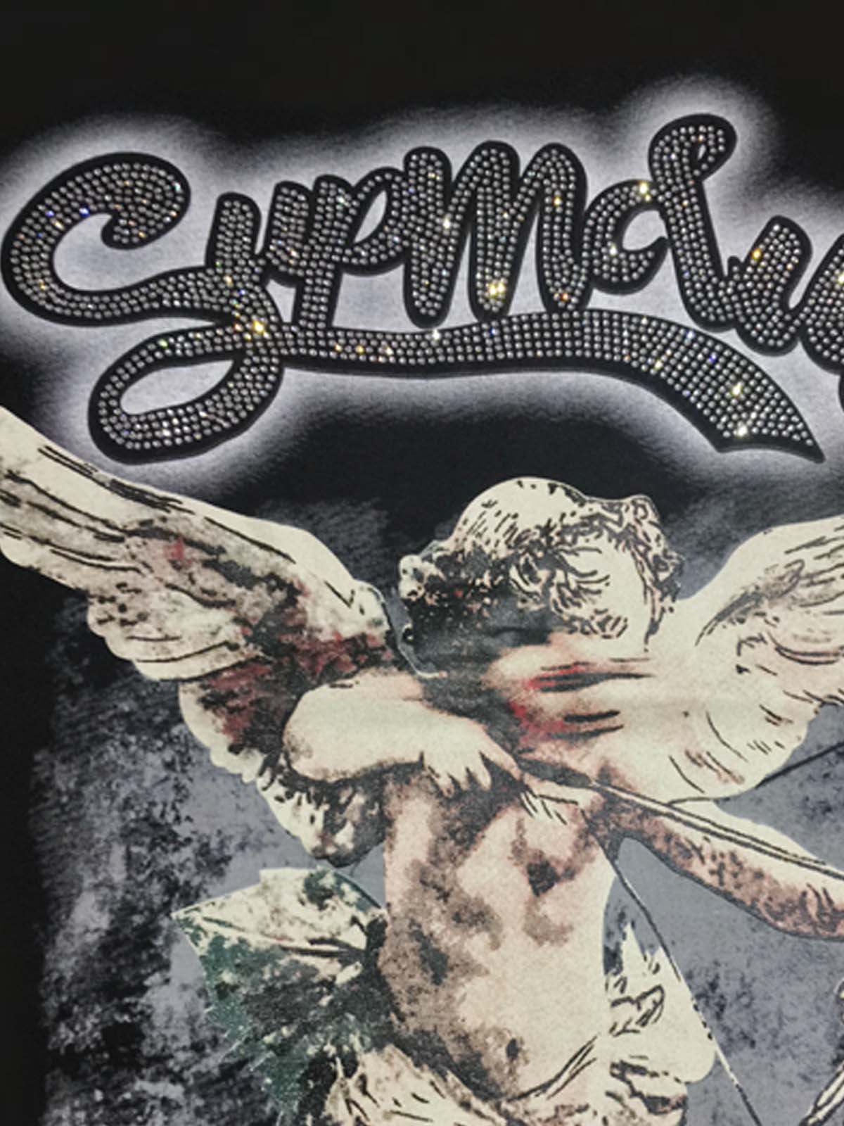 Retro Cupid Rhinestone Graphic T-Shirt - Image 12