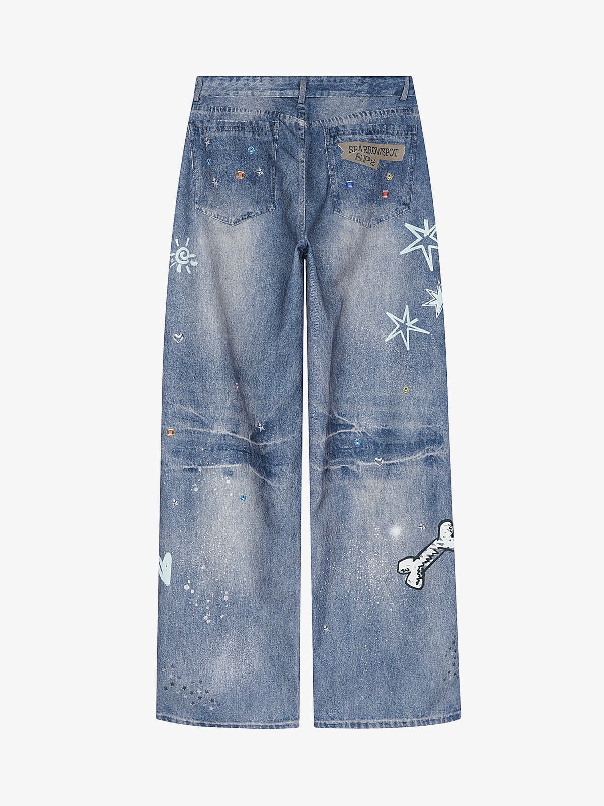 Retro Dachshund 3D Print Washed Distressed Jeans - Image 2