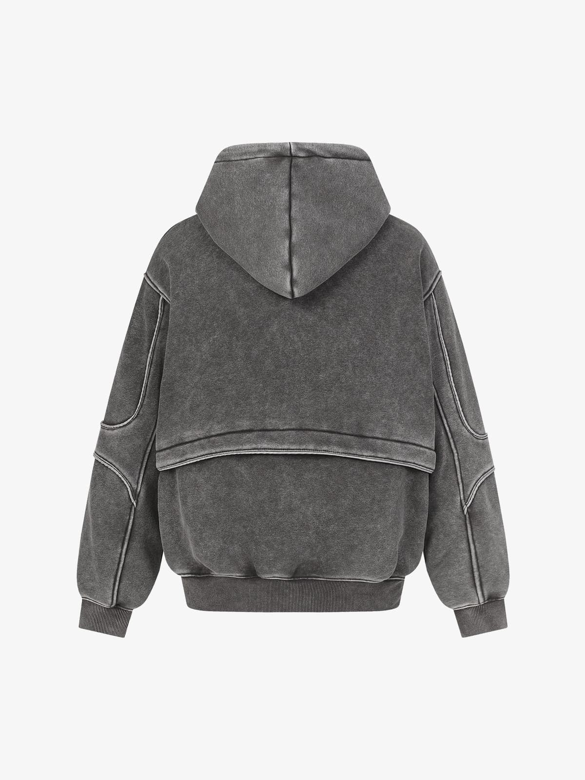 Retro Deconstructed Patchwork Washed Hoodie - Image 7