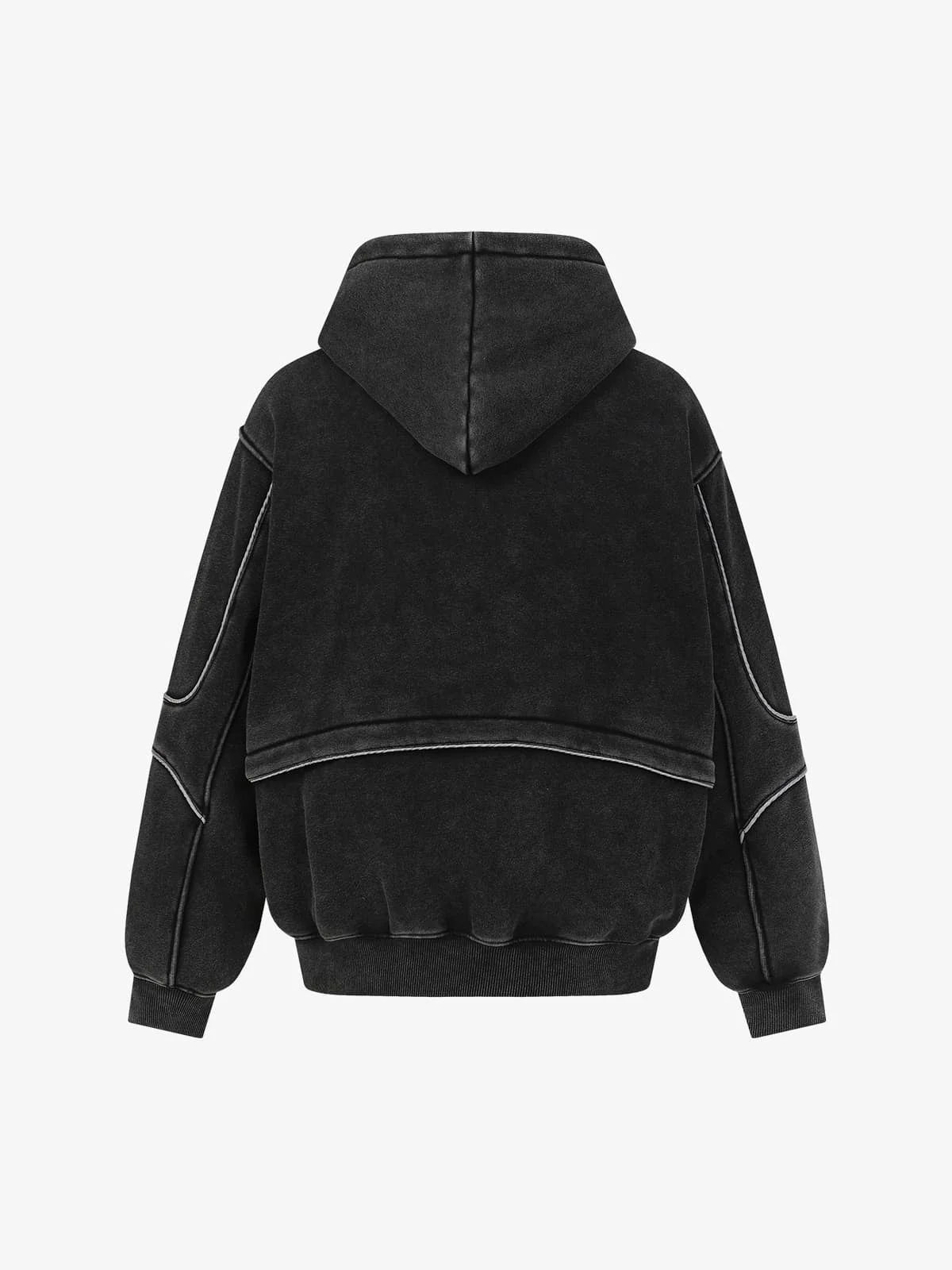 Retro Deconstructed Patchwork Washed Hoodie - Image 8