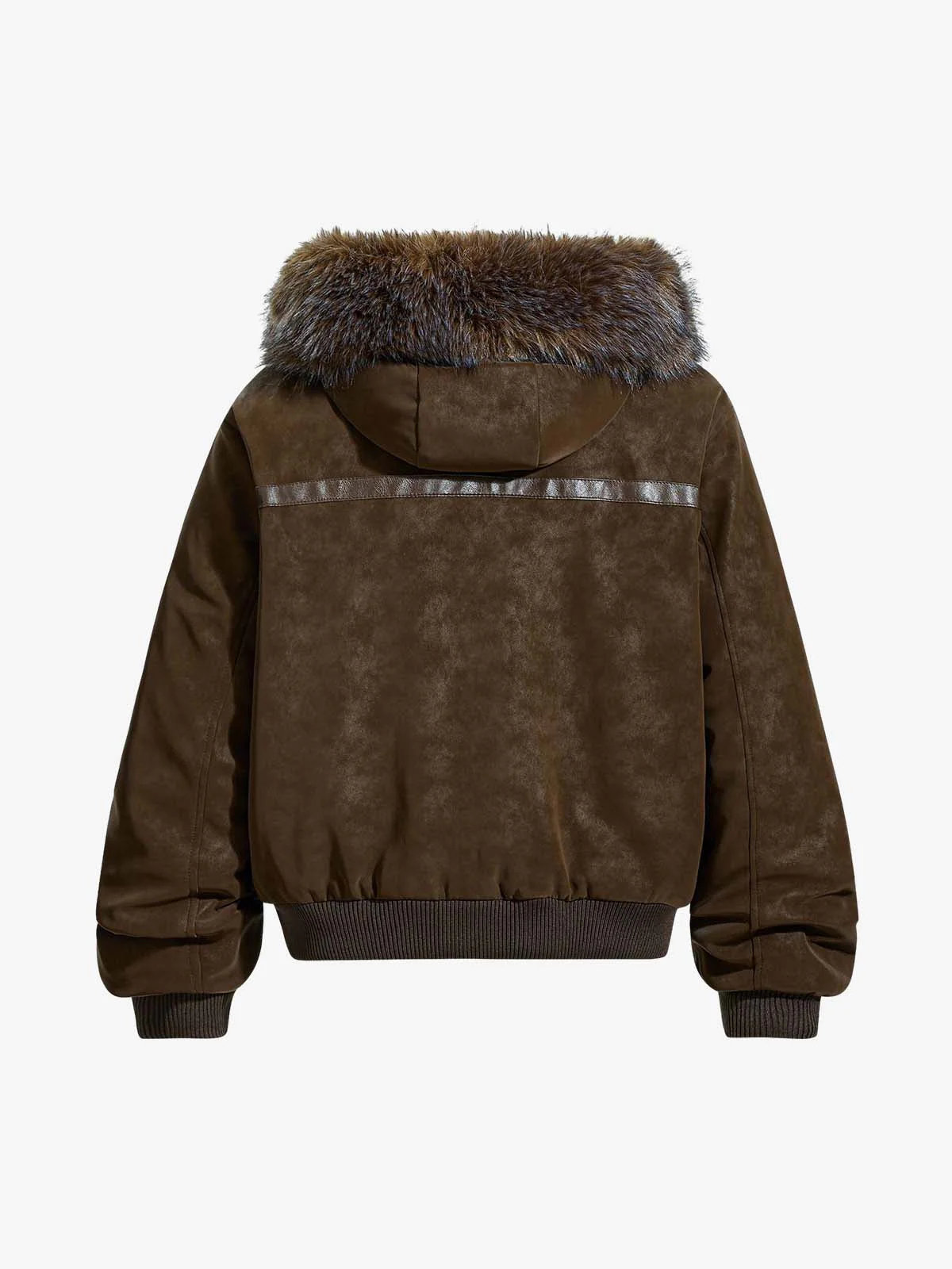 Retro Detachable Faux Fur Collar Suede Fleece Hoodie Jacket - Image 11