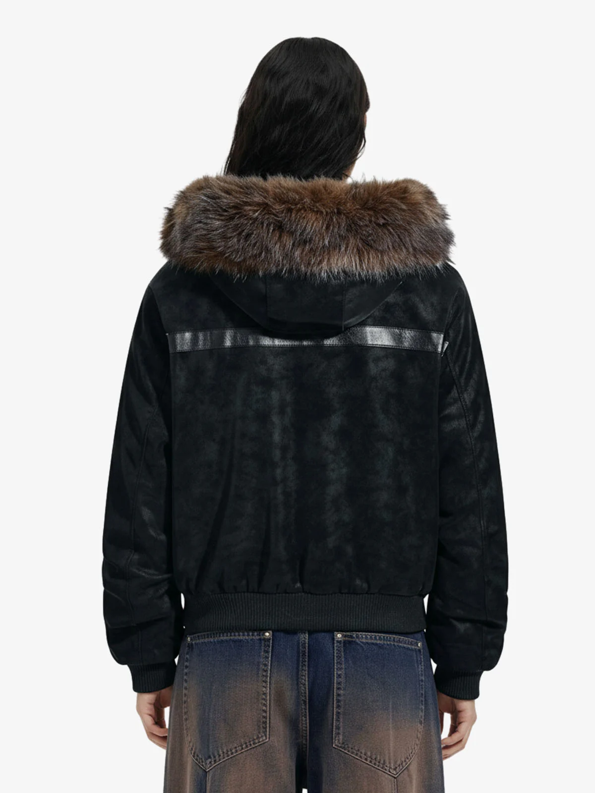 Retro Detachable Faux Fur Collar Suede Fleece Hoodie Jacket - Image 4