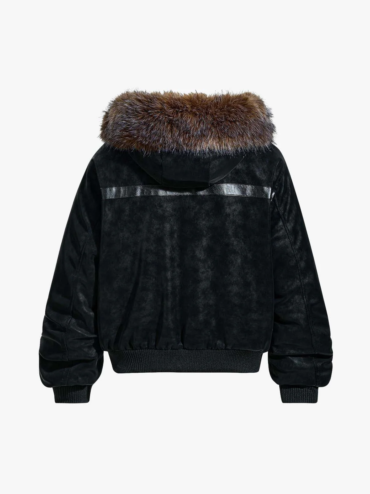 Retro Detachable Faux Fur Collar Suede Fleece Hoodie Jacket - Image 9