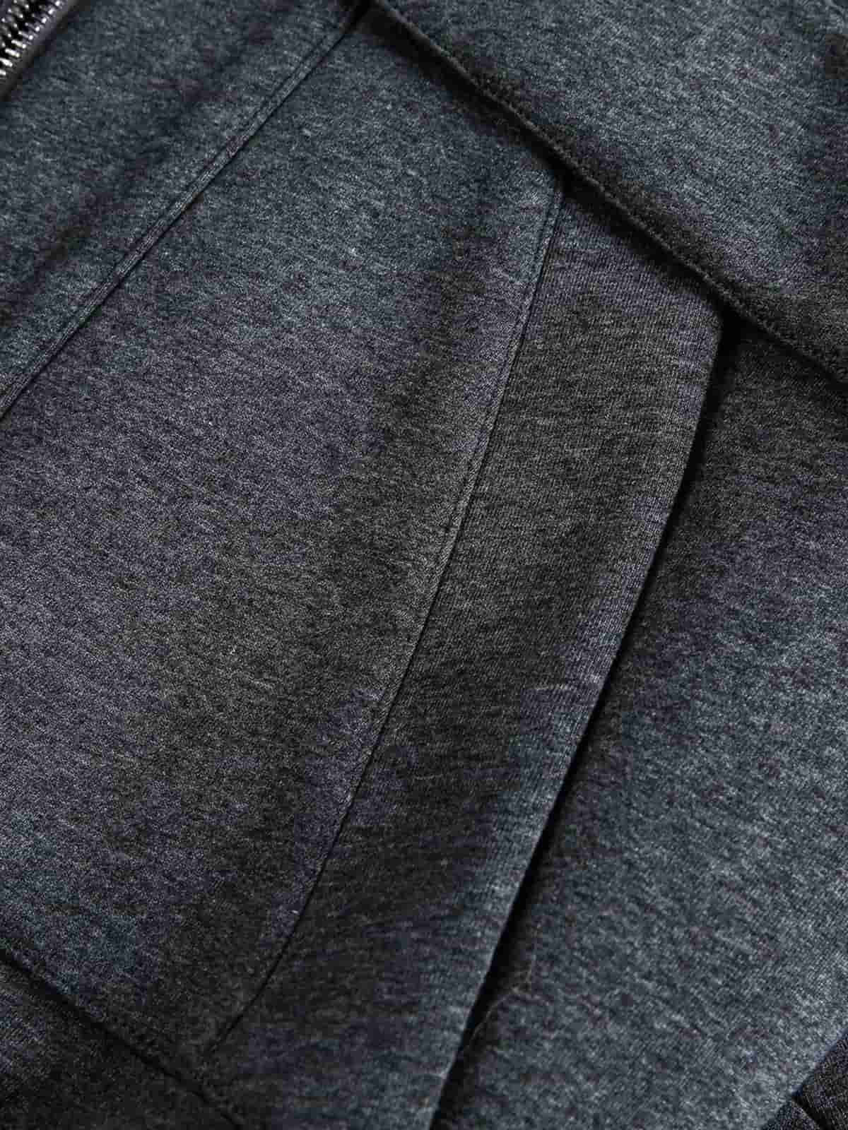 Retro Detachable Faux Fur Collar Washed Bomber Jacket - Image 16