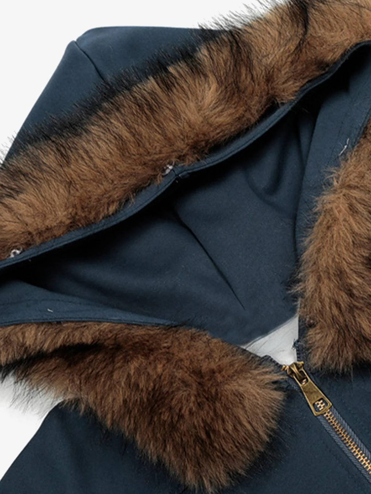 Retro Detachable Fur Collar Cropped Hooded Sweatshirt - Image 10