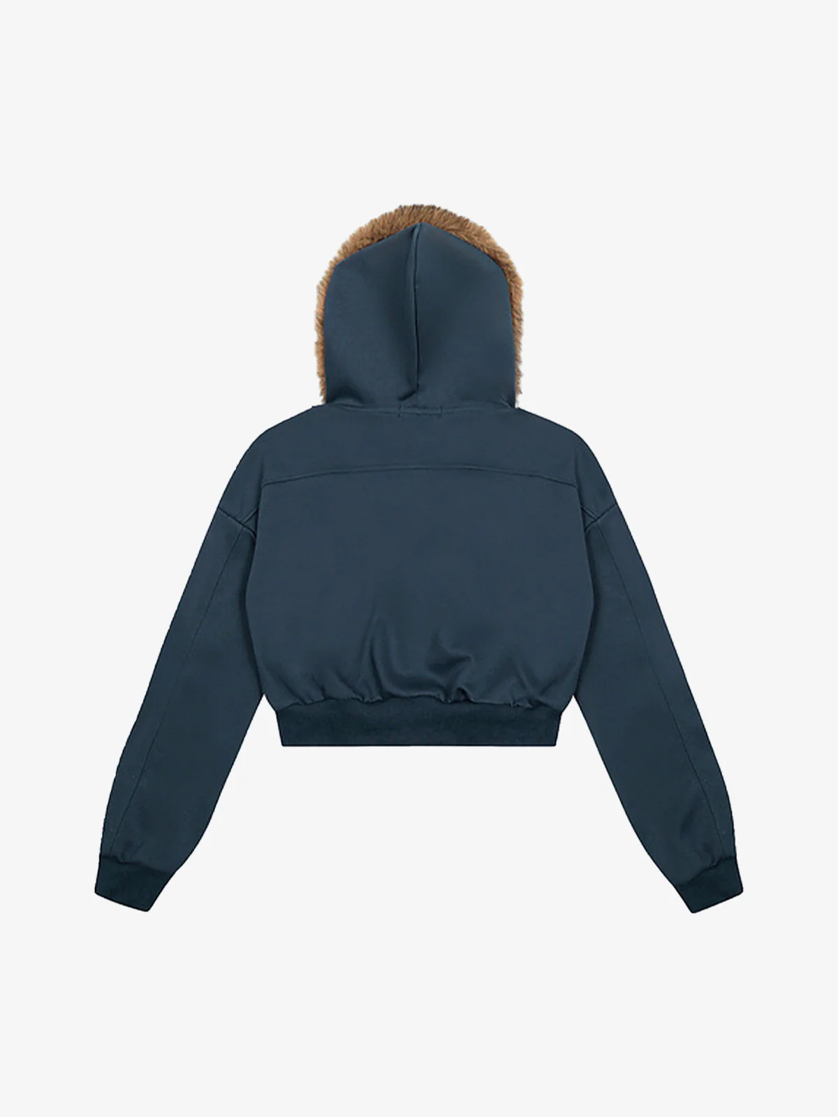 Retro Detachable Fur Collar Cropped Hooded Sweatshirt - Image 8