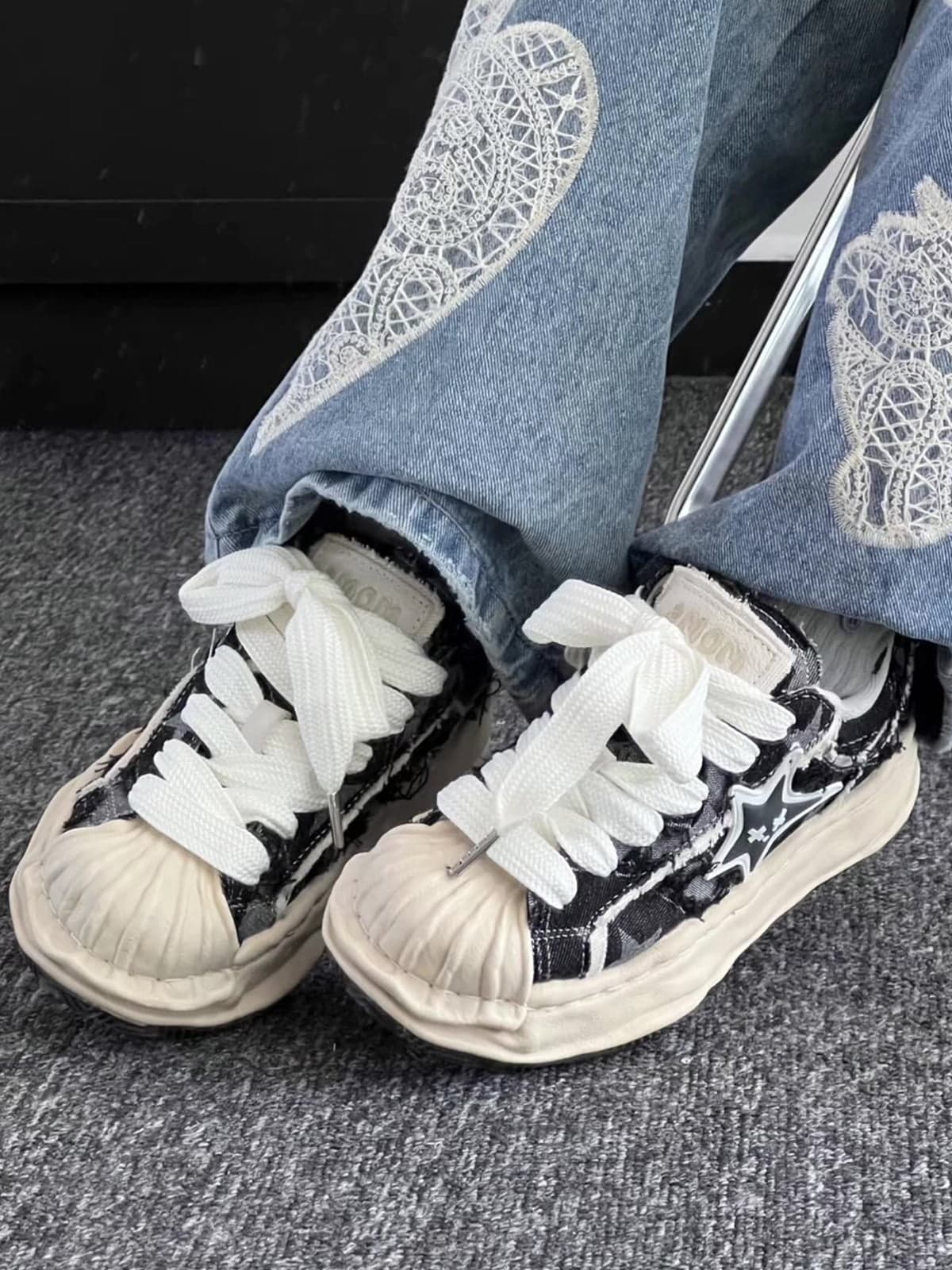 Retro Distressed Deconstructed Sneakers - 2517 - Image 3