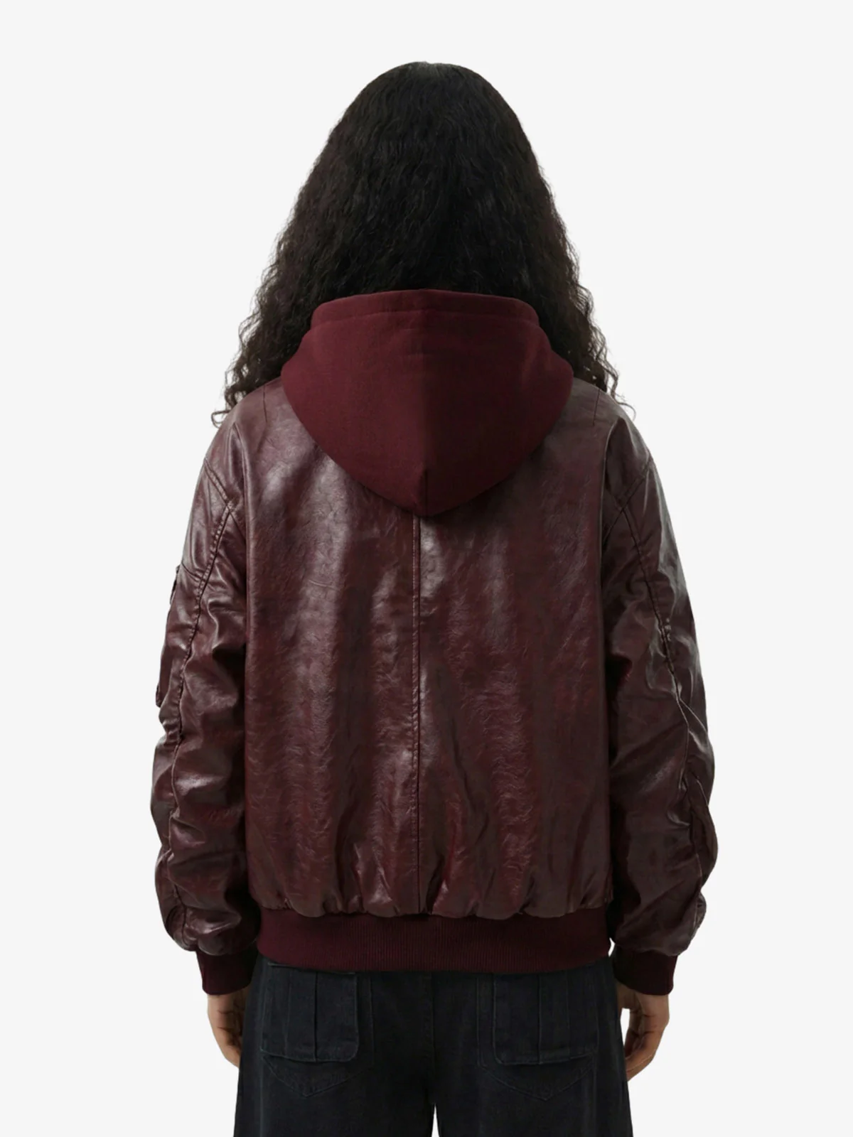 Retro Distressed Washed PU Leather Cotton Jacket - Image 4