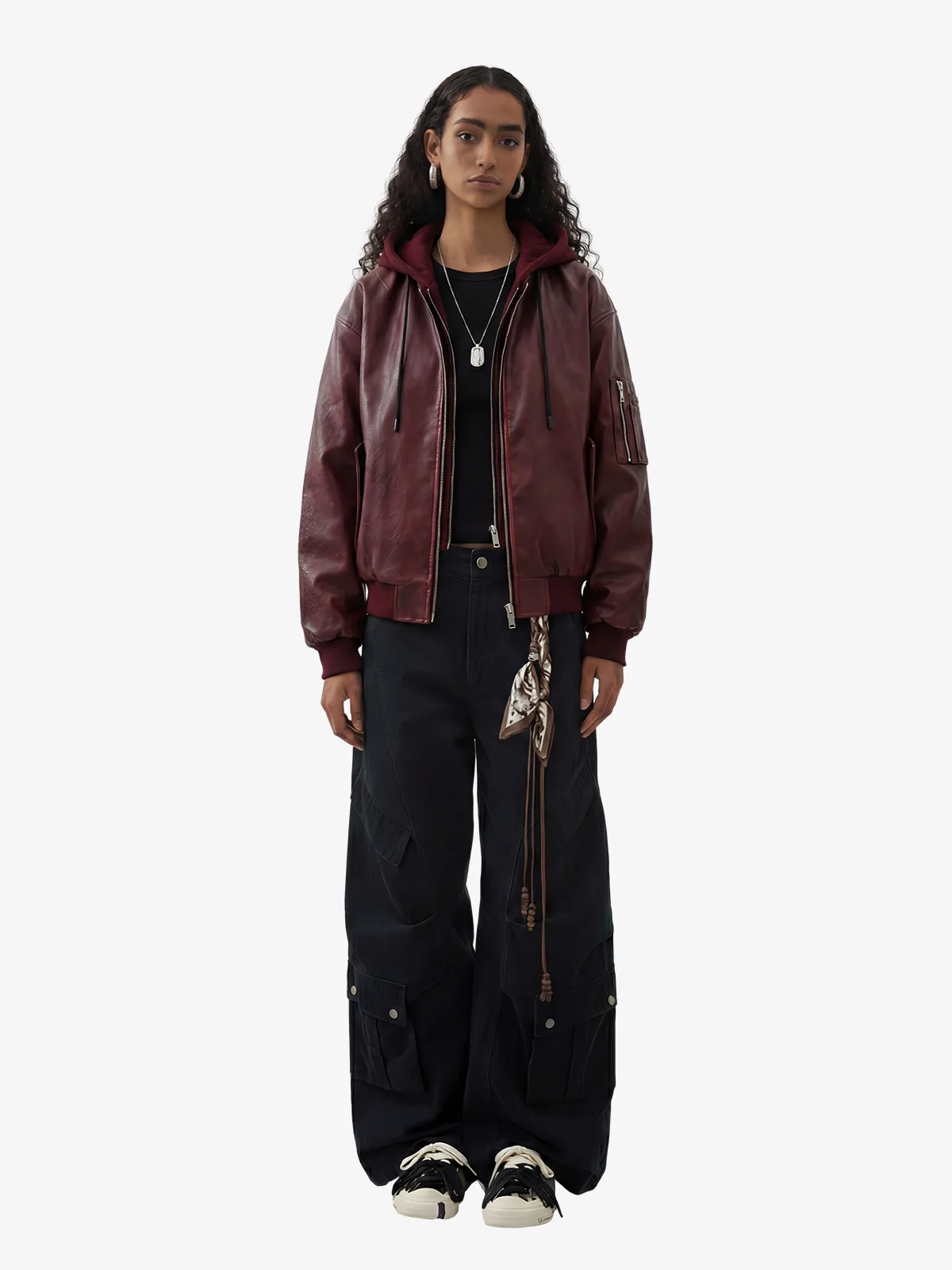 Retro Distressed Washed PU Leather Cotton Jacket - Image 5