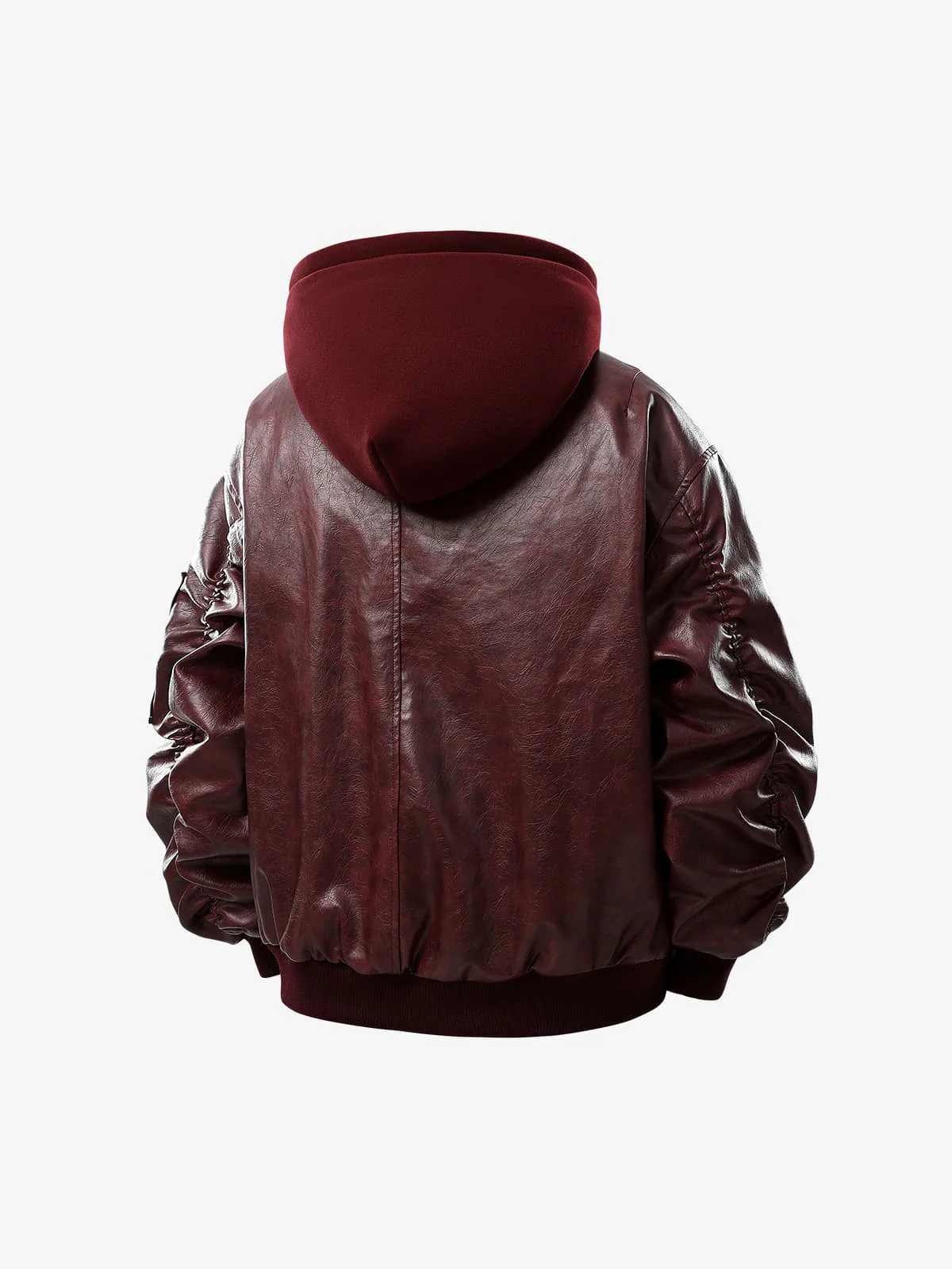 Retro Distressed Washed PU Leather Cotton Jacket - Image 8