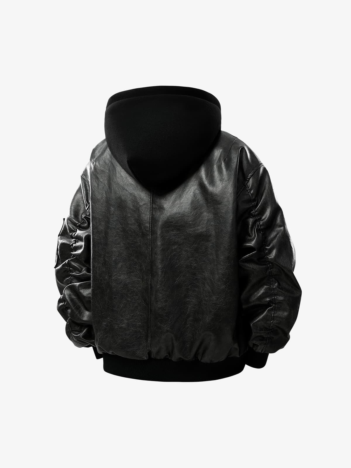 Retro Distressed Washed PU Leather Cotton Jacket - Image 9