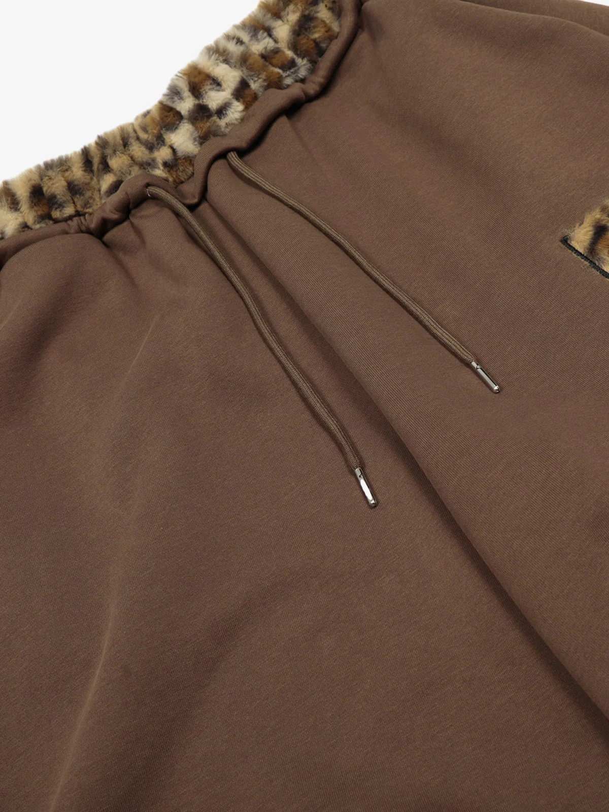 Retro Double-Waist Leopard Patch Barrel Pants - Image 18