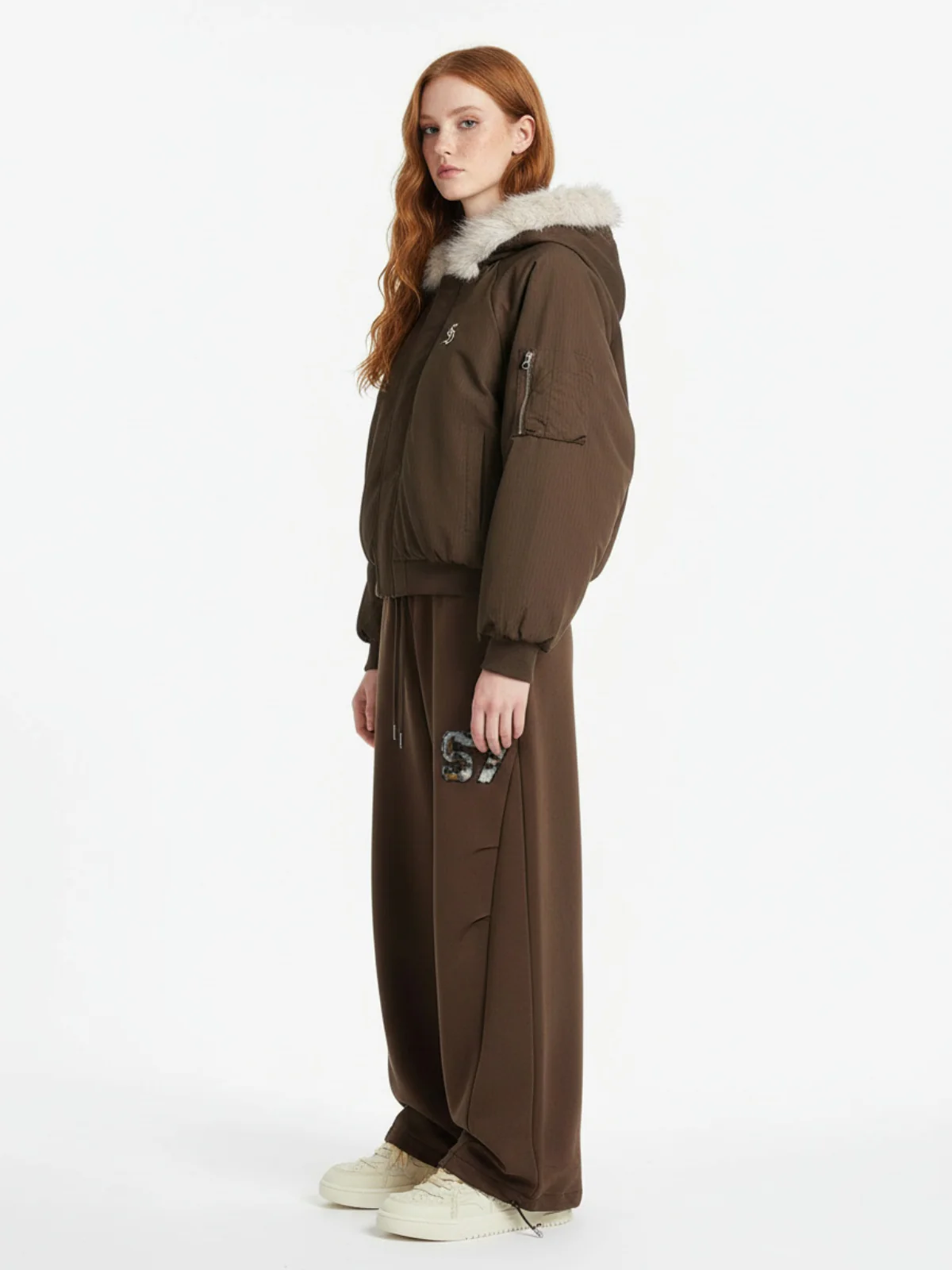 Retro Double-Waist Leopard Patch Barrel Pants - Image 4