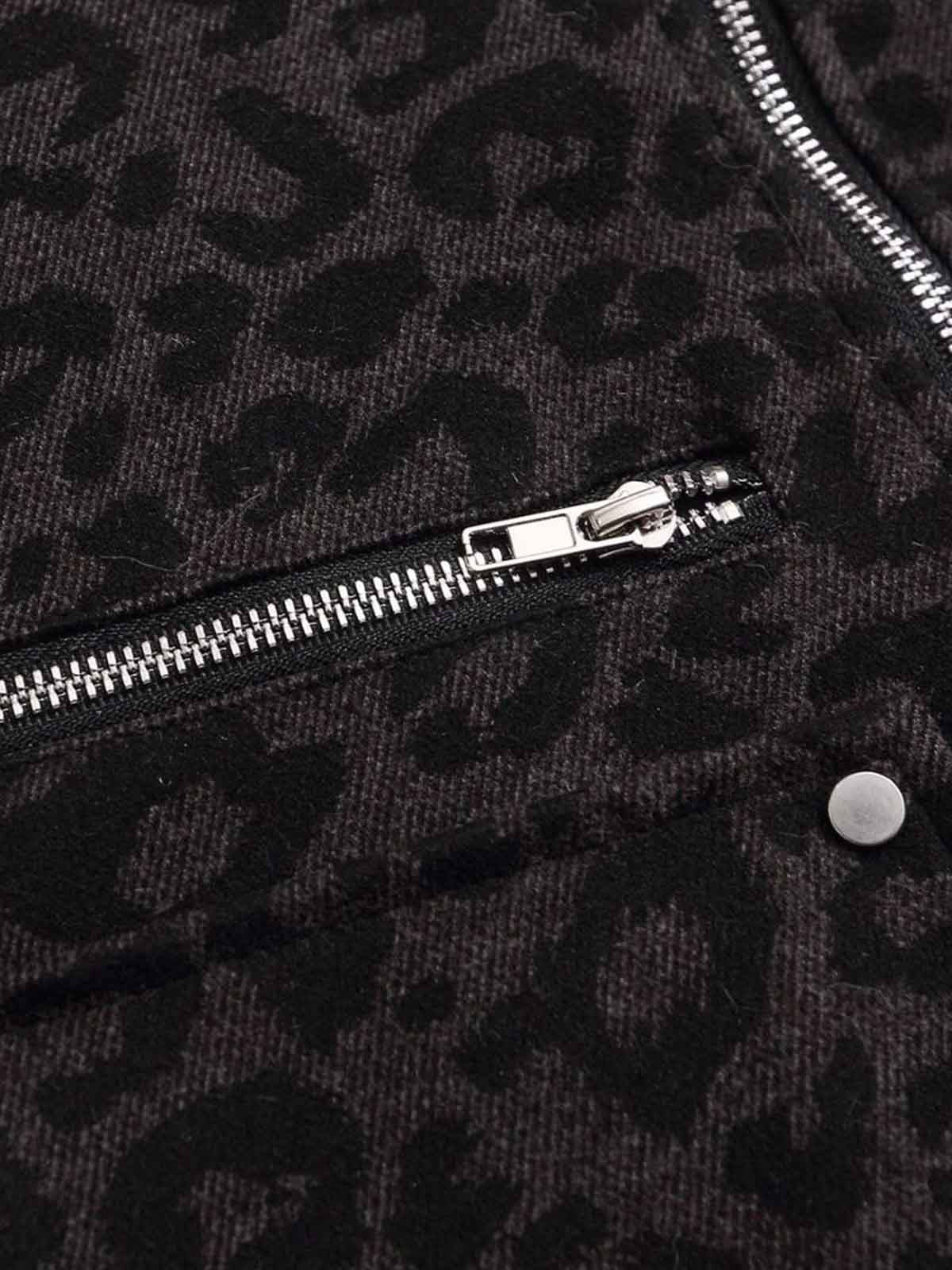 Retro Faux Fur Trimmed Hood Leopard Print Bomber Jacket - Image 12