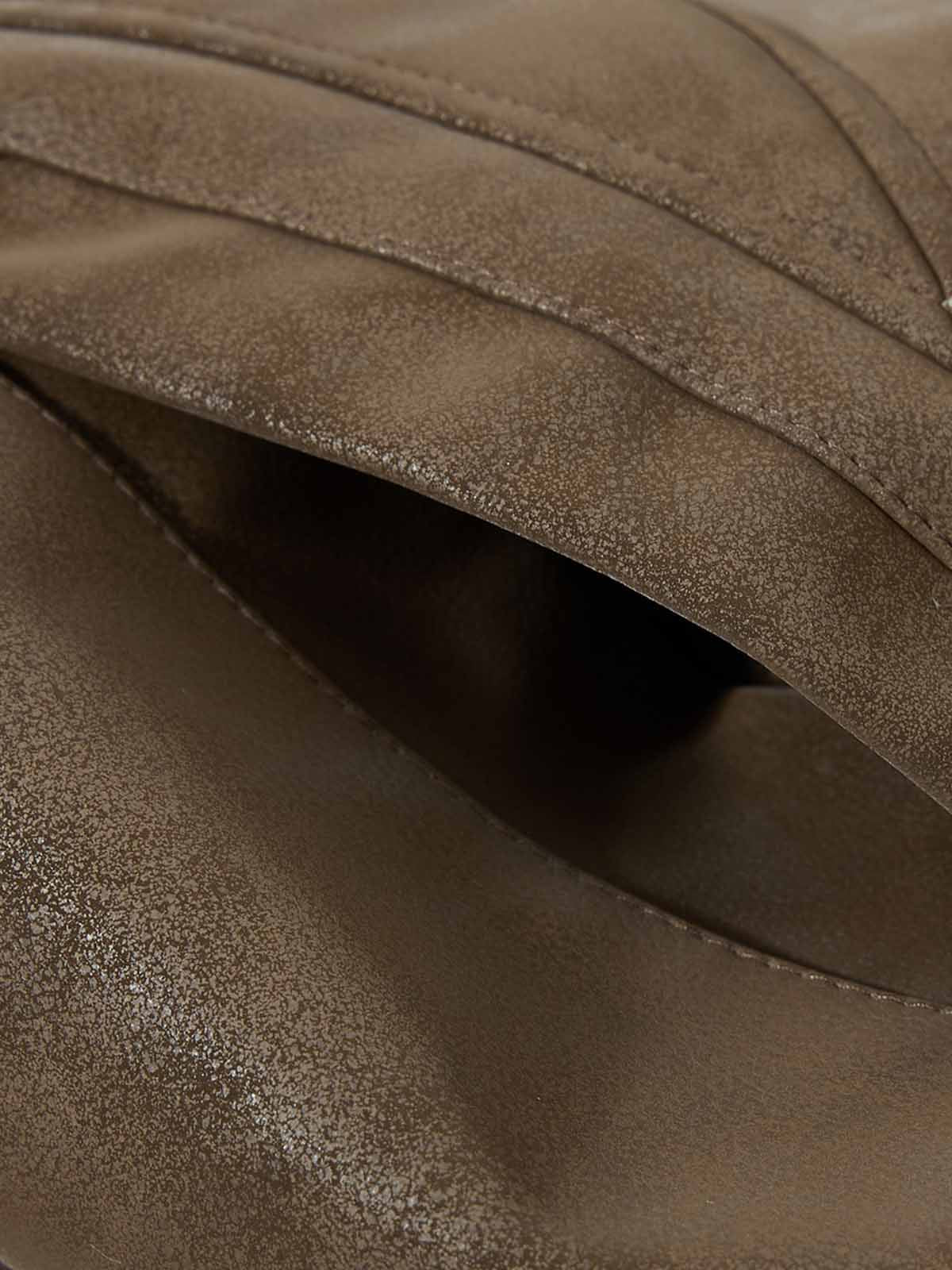 Retro Faux Suede Fur Lined Button-Up Bomber Jacket - Image 9