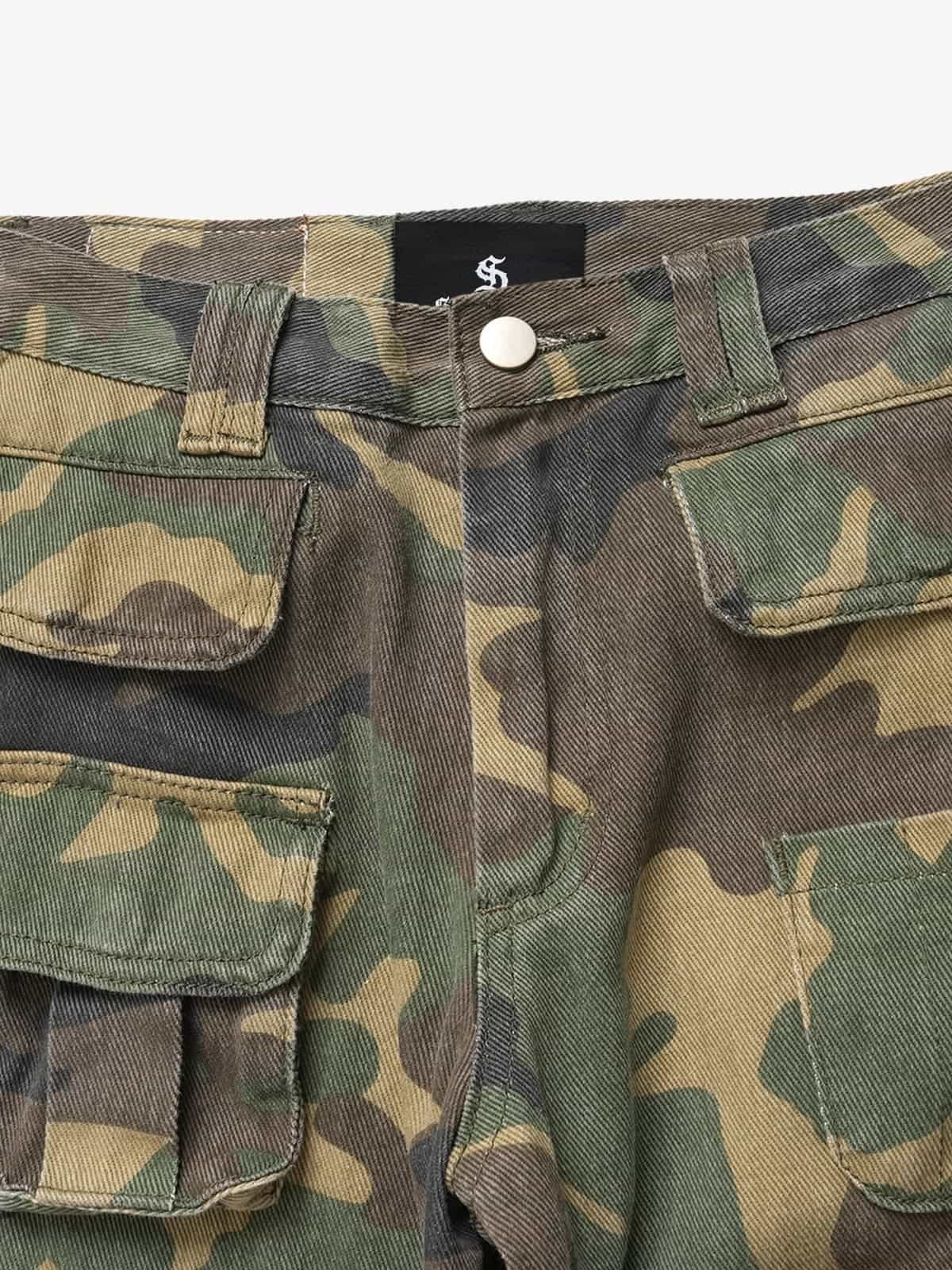 Retro Forest Camouflage Multi-Pocket Cargo Pants - Image 3