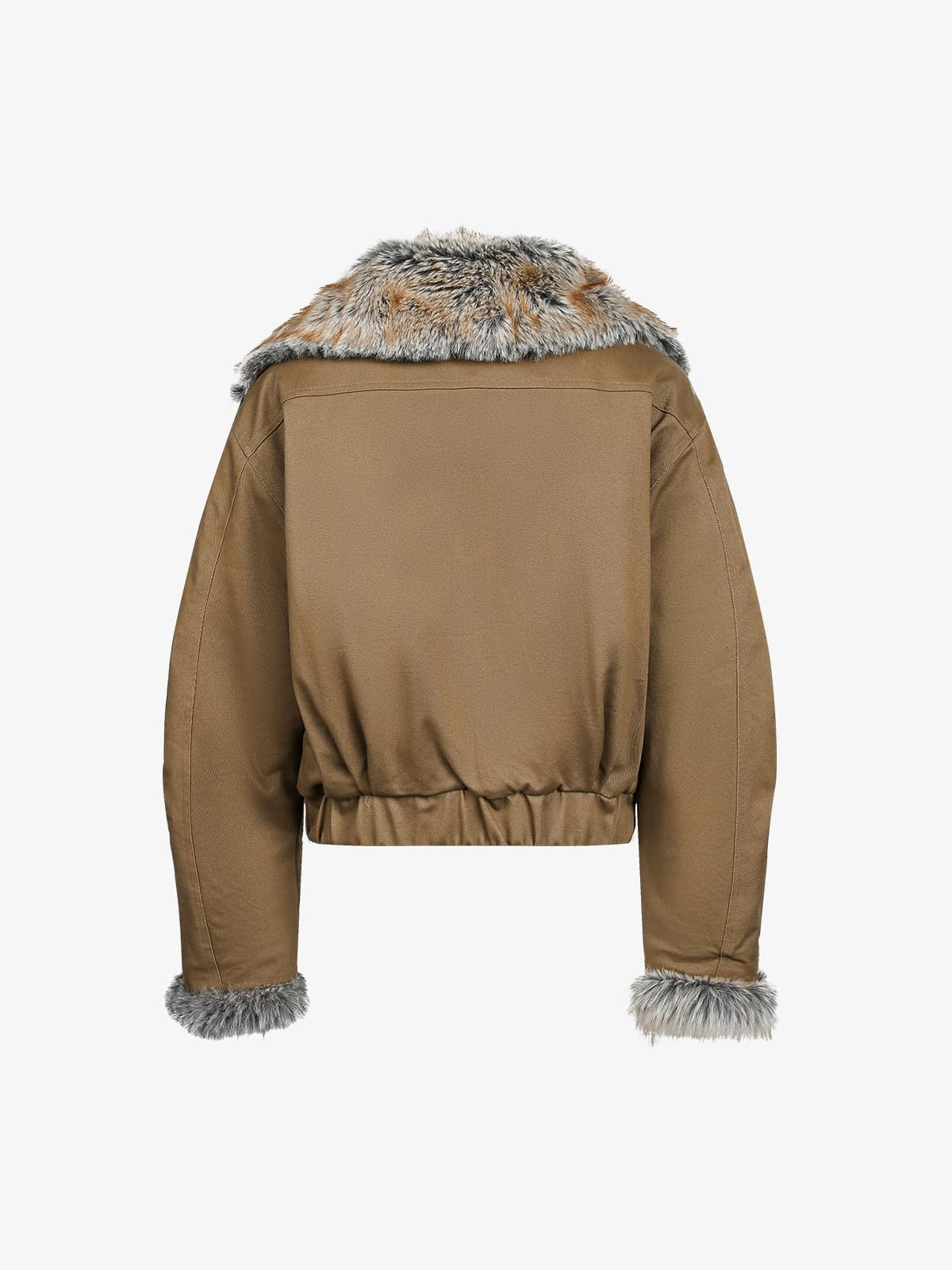 Retro Fur Collar Quilted Workwear Cotton Jacket - Image 5