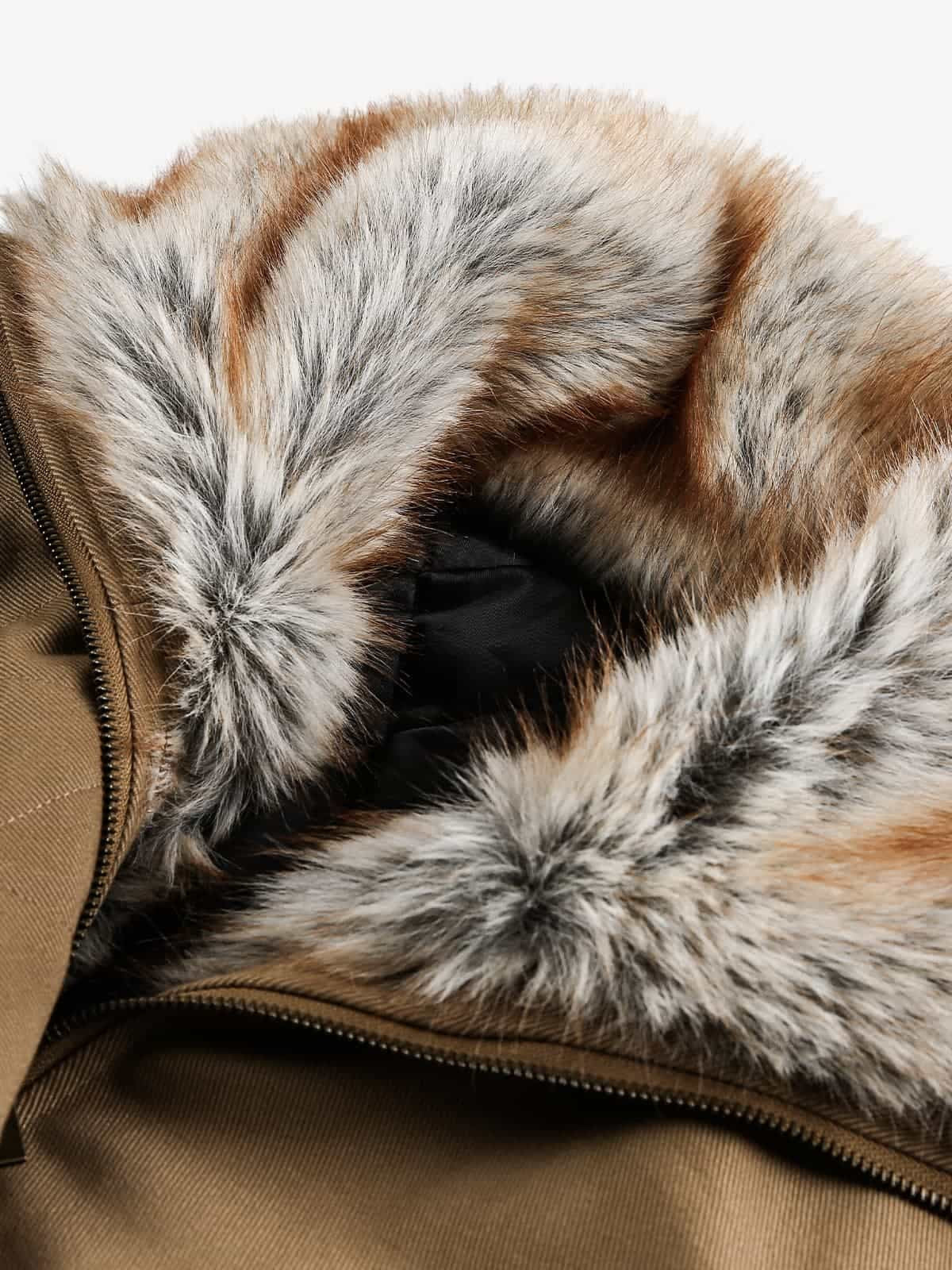 Retro Fur Collar Quilted Workwear Cotton Jacket - Image 9